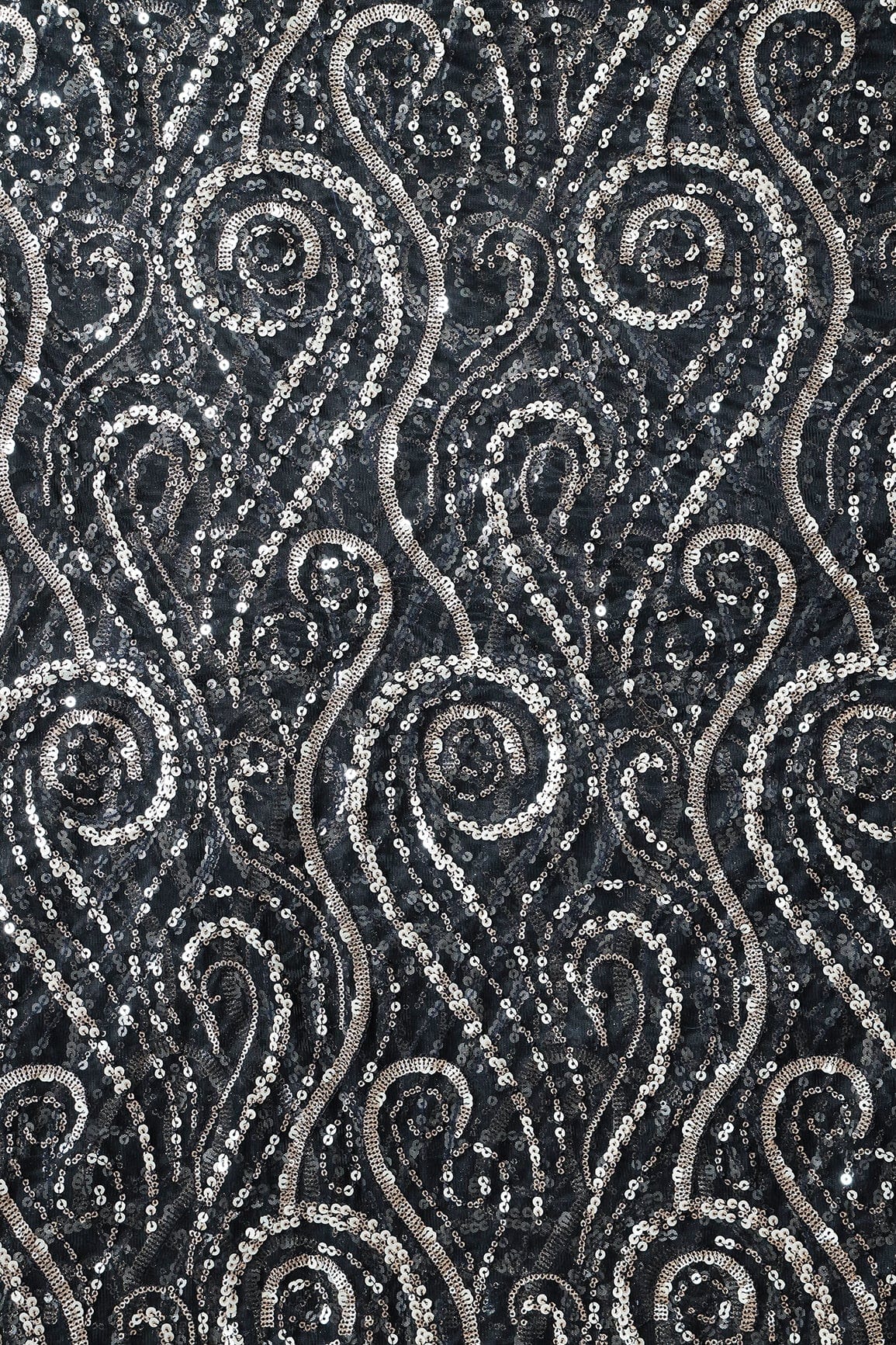 AIzaSyBcstauz-XMPRhEY21AUzeo032pxrXB5Ug - Gorgeous Multi Sequins Geometric Embroidery On Black Soft Net Fabric