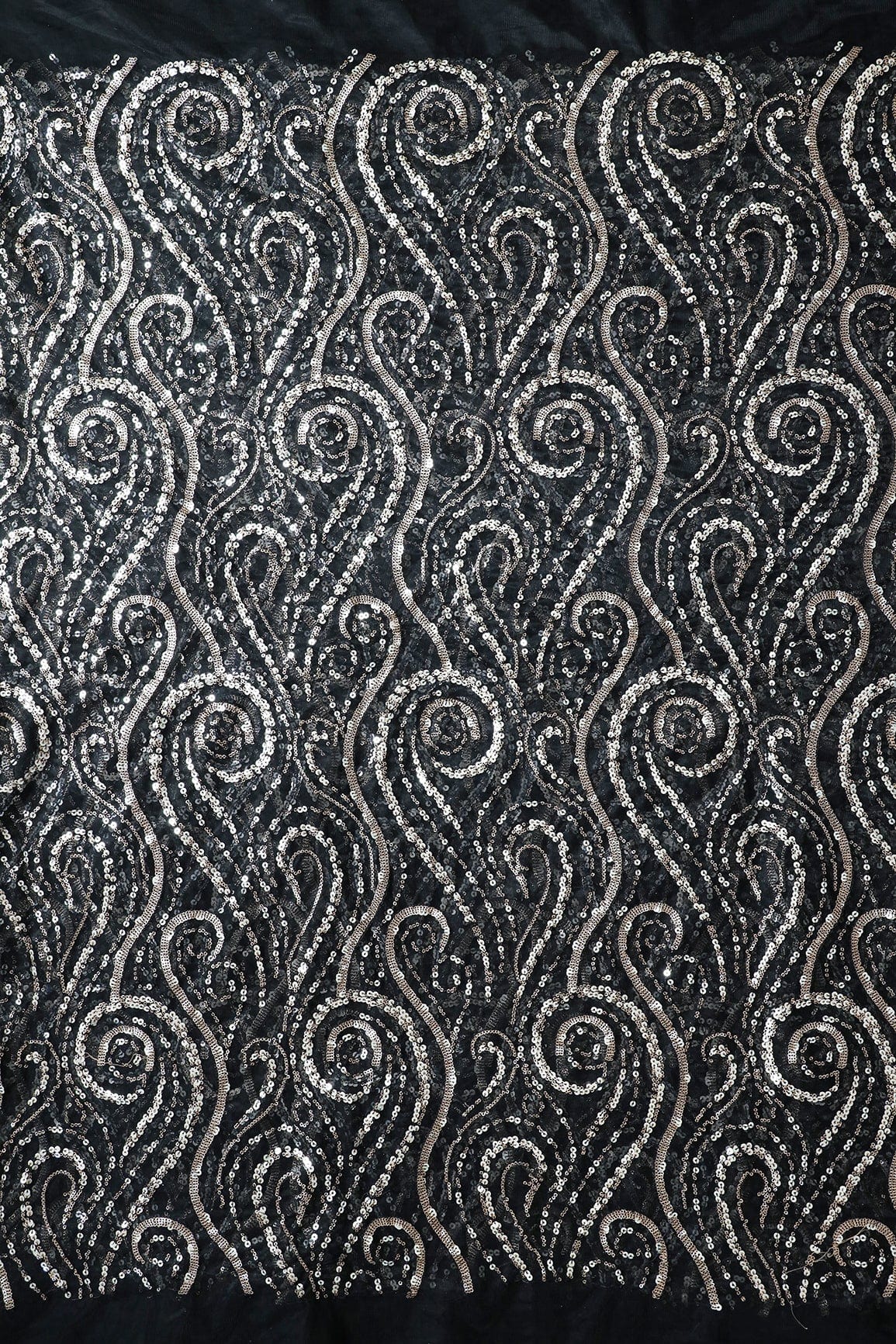 AIzaSyBcstauz-XMPRhEY21AUzeo032pxrXB5Ug - Gorgeous Multi Sequins Geometric Embroidery On Black Soft Net Fabric