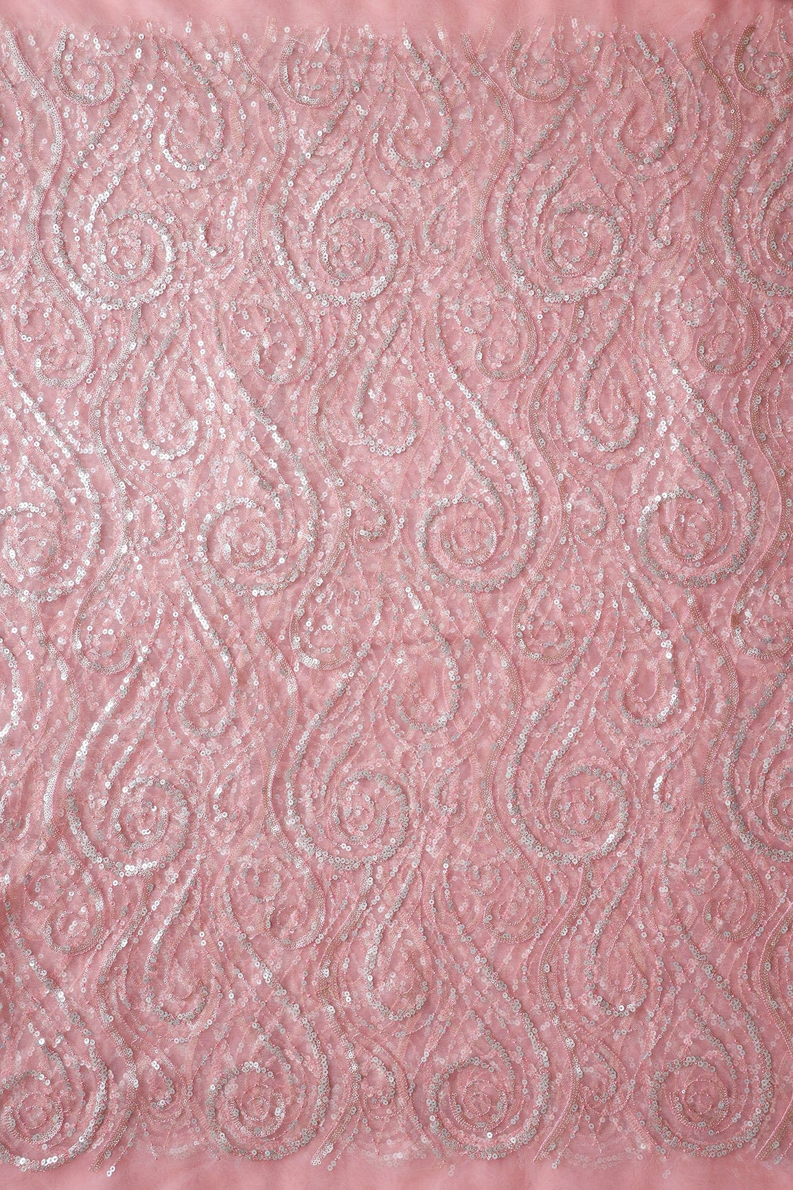 AIzaSyBcstauz-XMPRhEY21AUzeo032pxrXB5Ug - Gorgeous Multi Sequins Geometric Embroidery On Pink Soft Net Fabric