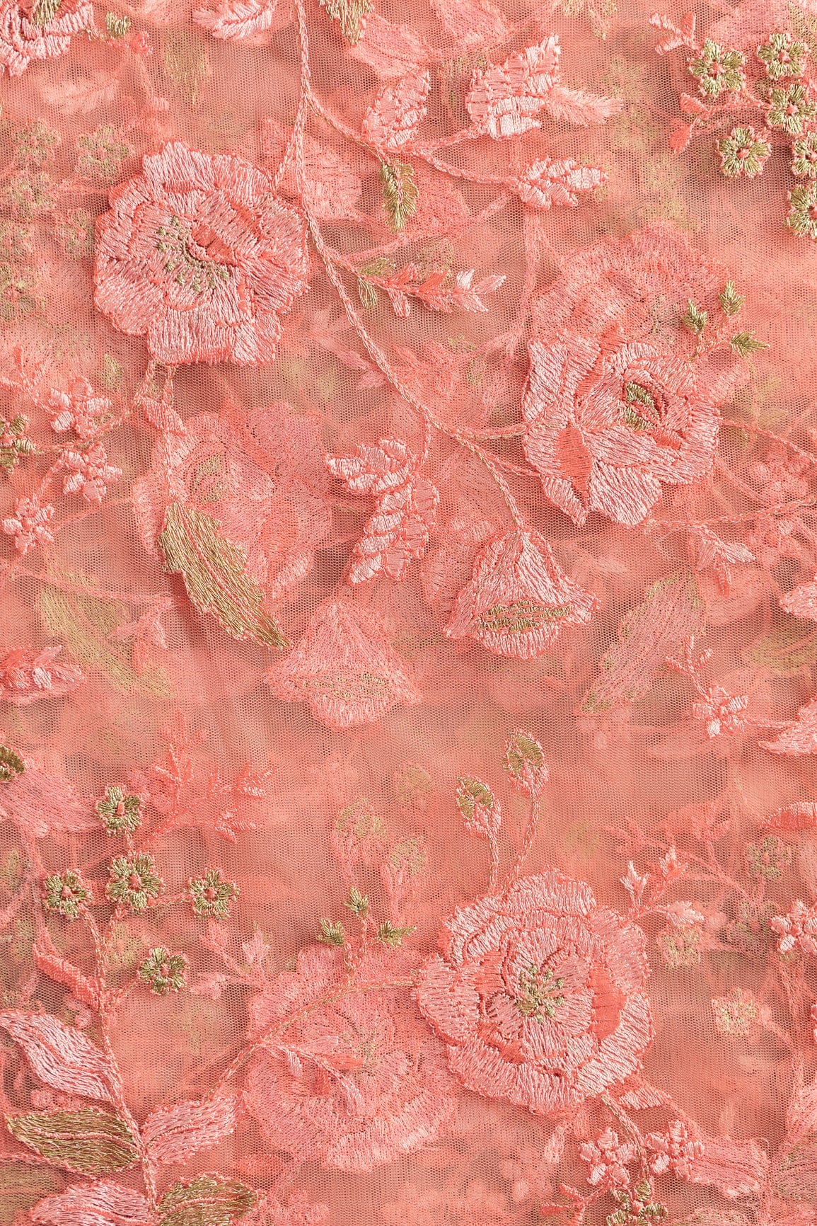 AIzaSyBcstauz-XMPRhEY21AUzeo032pxrXB5Ug - Heavy Floral Thread Work  Embroidery On Baby Pink Soft Net Fabric