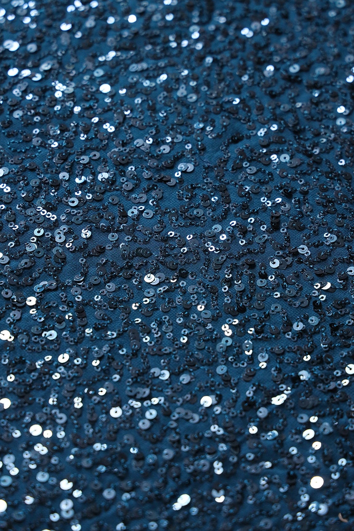 AIzaSyBcstauz-XMPRhEY21AUzeo032pxrXB5Ug - Exclusive All Over Sequins Embroidery On Prussian Blue Viscose Georgette Fabric