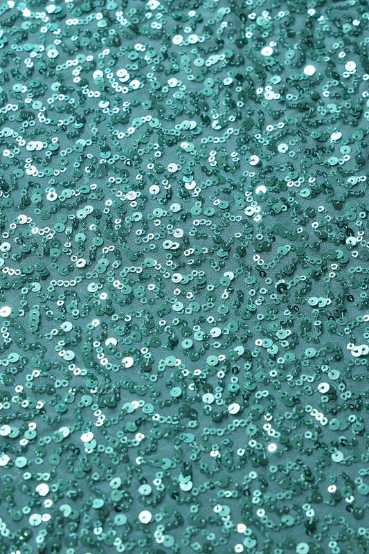 AIzaSyBcstauz-XMPRhEY21AUzeo032pxrXB5Ug - Exclusive All Over Sequins Embroidery On Teal Viscose Georgette Fabric