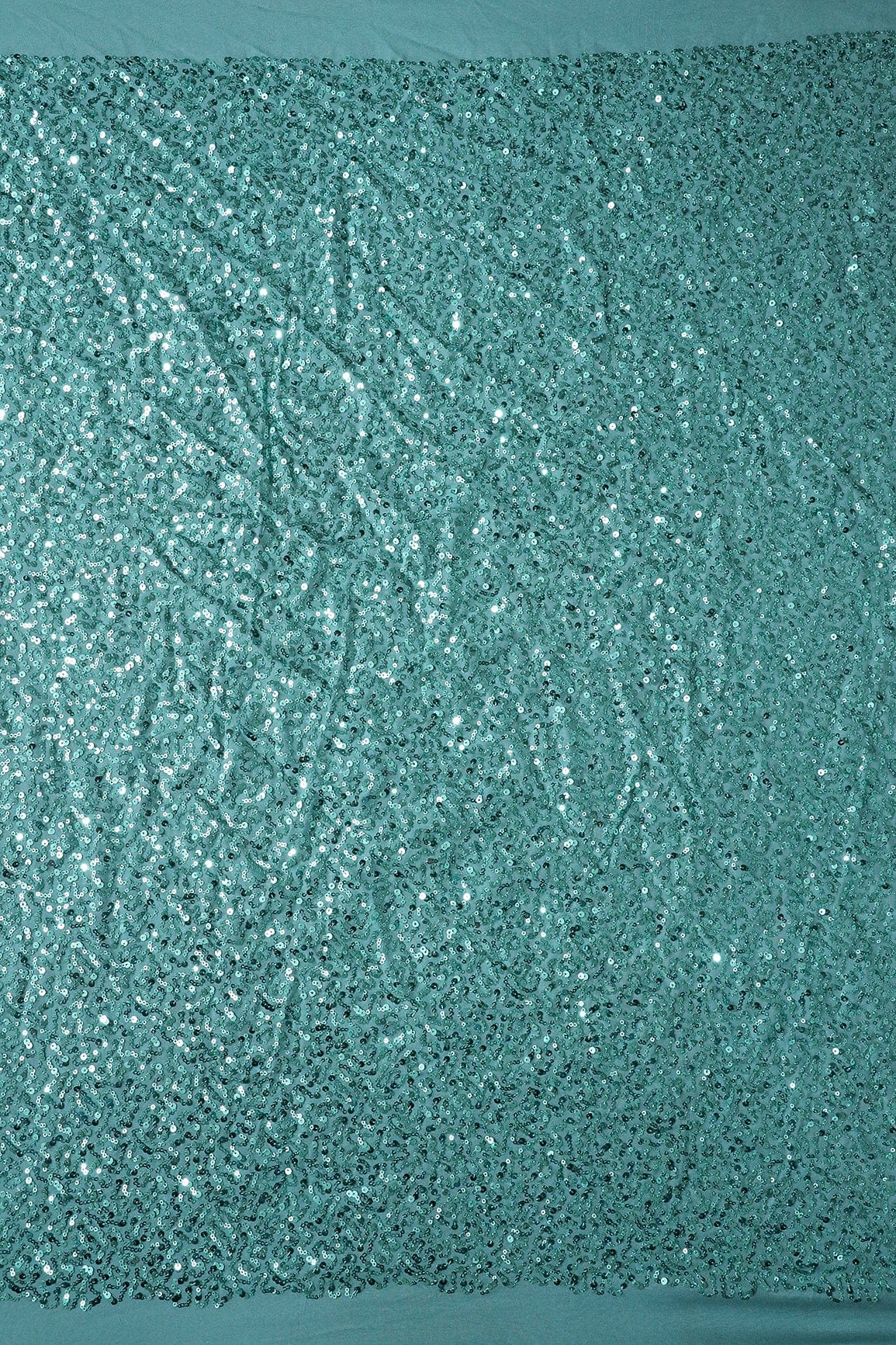 AIzaSyBcstauz-XMPRhEY21AUzeo032pxrXB5Ug - Exclusive All Over Sequins Embroidery On Teal Viscose Georgette Fabric