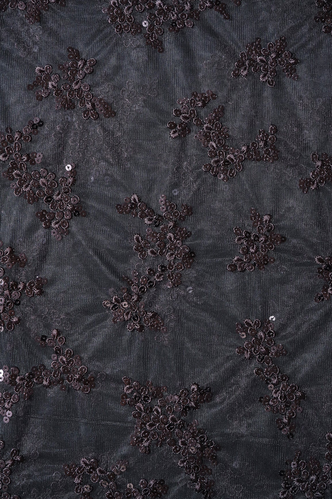 AIzaSyBcstauz-XMPRhEY21AUzeo032pxrXB5Ug - Exclusive Black Thread With Sequins Abstract Embroidery Work On Black Soft Net Fabric