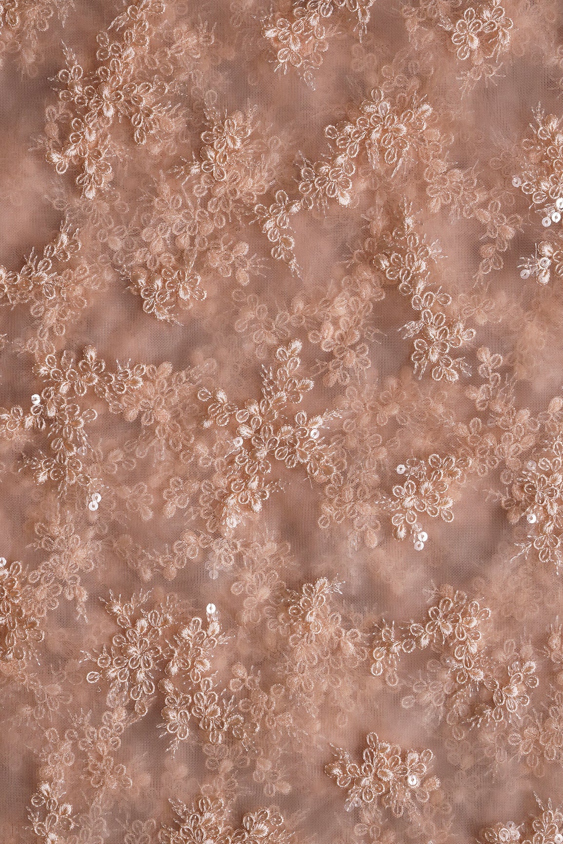 AIzaSyBcstauz-XMPRhEY21AUzeo032pxrXB5Ug - Exclusive Peach Thread With Sequins Abstract Embroidery Work On Light Peach Soft Net Fabric