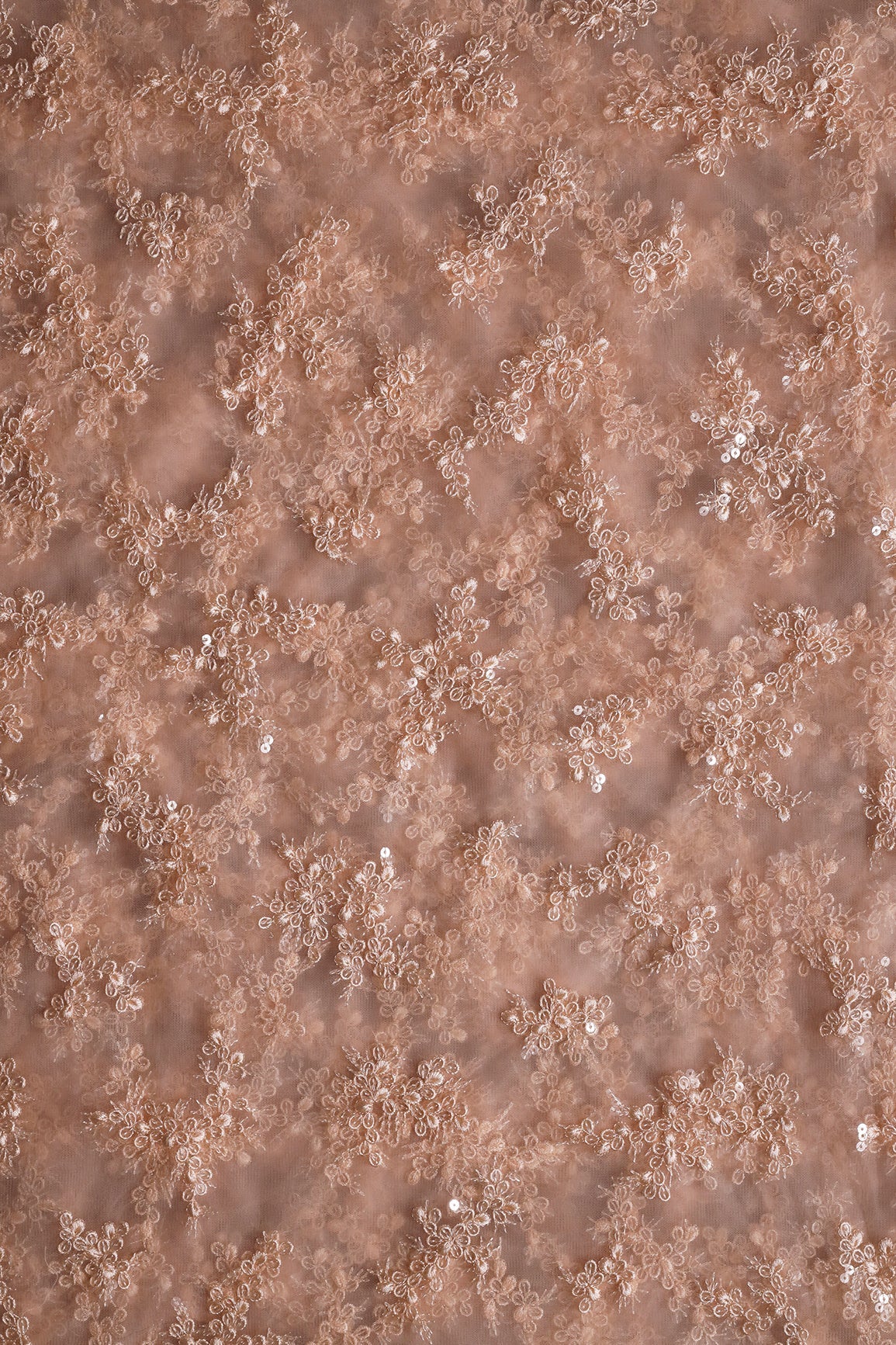 AIzaSyBcstauz-XMPRhEY21AUzeo032pxrXB5Ug - Exclusive Peach Thread With Sequins Abstract Embroidery Work On Light Peach Soft Net Fabric