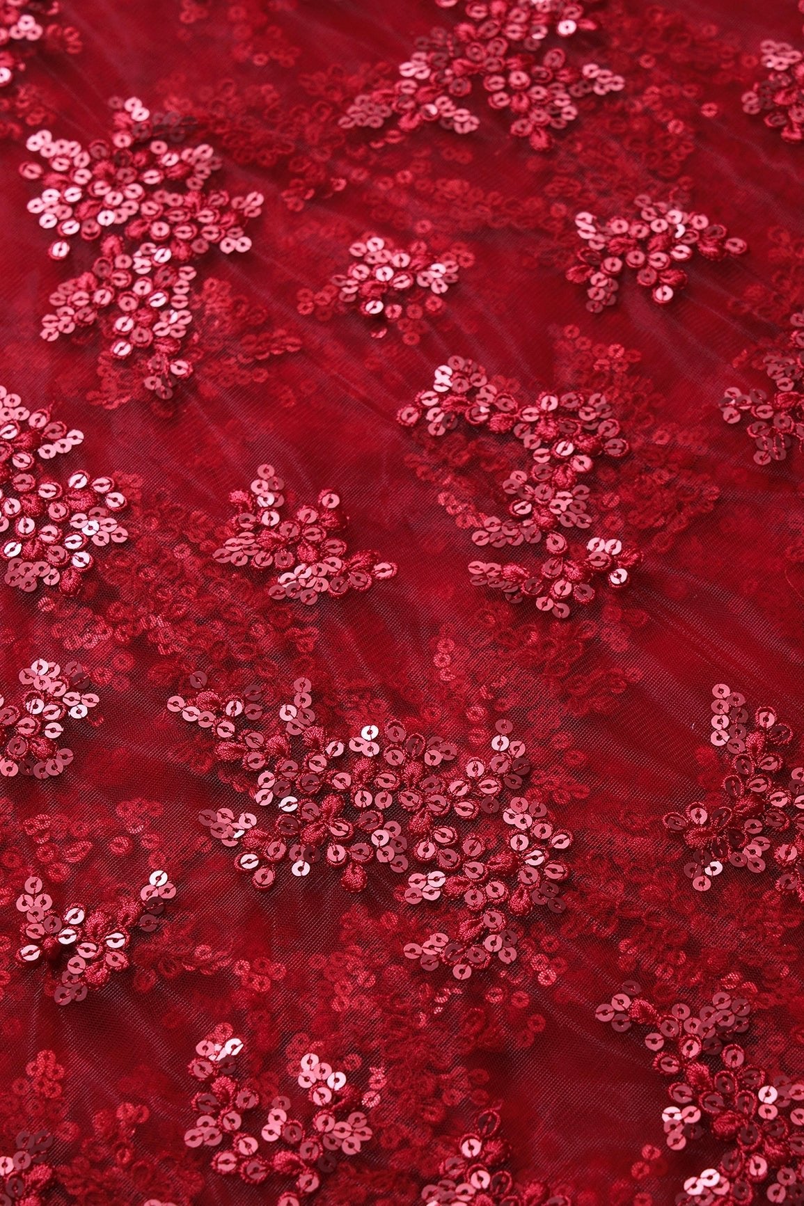 AIzaSyBcstauz-XMPRhEY21AUzeo032pxrXB5Ug - Exclusive Red Thread With Sequins Abstract Embroidery Work On Red Soft Net Fabric