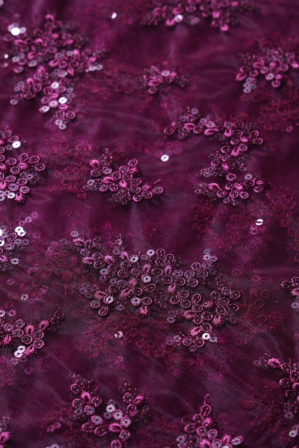 AIzaSyBcstauz-XMPRhEY21AUzeo032pxrXB5Ug - Exclusive Wine Thread With Sequins Abstract Embroidery Work On Wine Soft Net Fabric