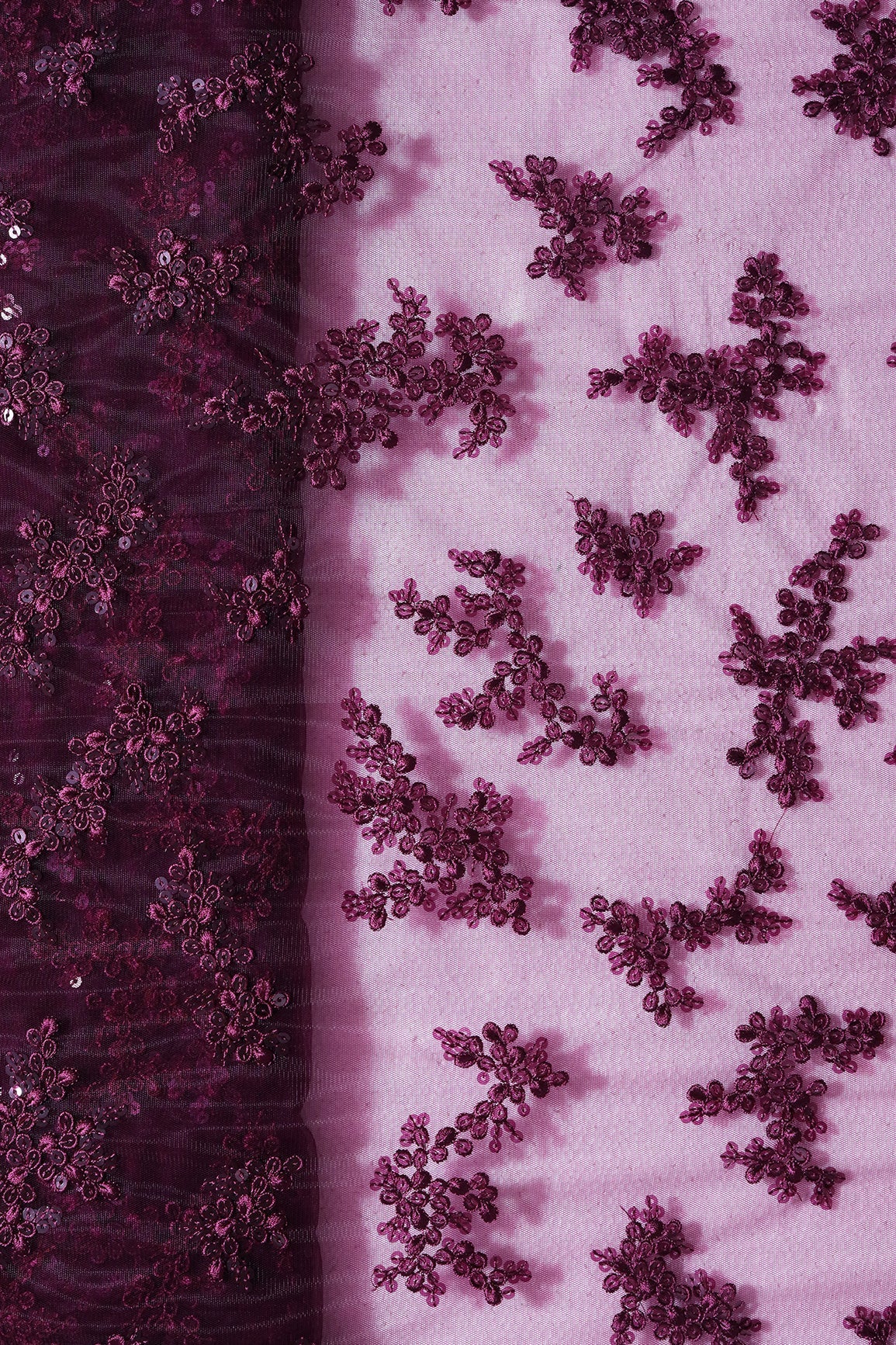 AIzaSyBcstauz-XMPRhEY21AUzeo032pxrXB5Ug - Exclusive Wine Thread With Sequins Abstract Embroidery Work On Wine Soft Net Fabric