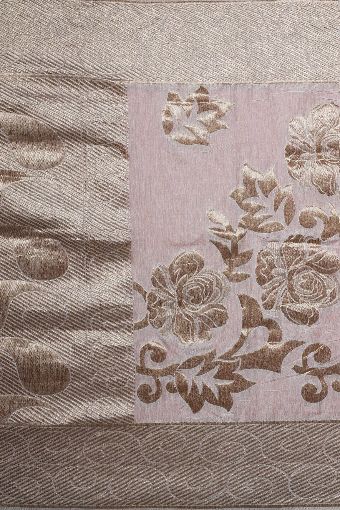 AIzaSyBcstauz-XMPRhEY21AUzeo032pxrXB5Ug - Floral Gold Zari Jacquard White Dyeable Chanderi Dupatta With Border