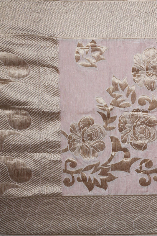 AIzaSyBcstauz-XMPRhEY21AUzeo032pxrXB5Ug - Floral Gold Zari Jacquard White Dyeable Chanderi Dupatta With Border