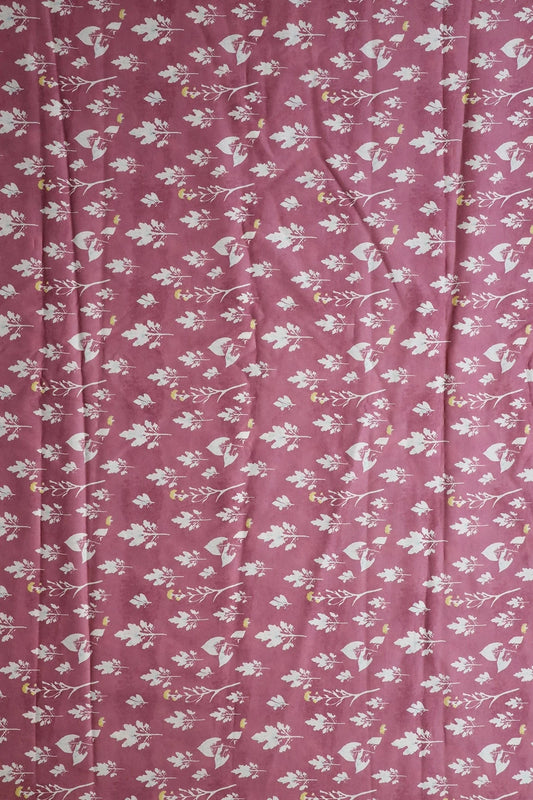 AIzaSyBcstauz-XMPRhEY21AUzeo032pxrXB5Ug - Floral Motif Digital Print Design On Dusty Rose Pink Linen Satin Fabric