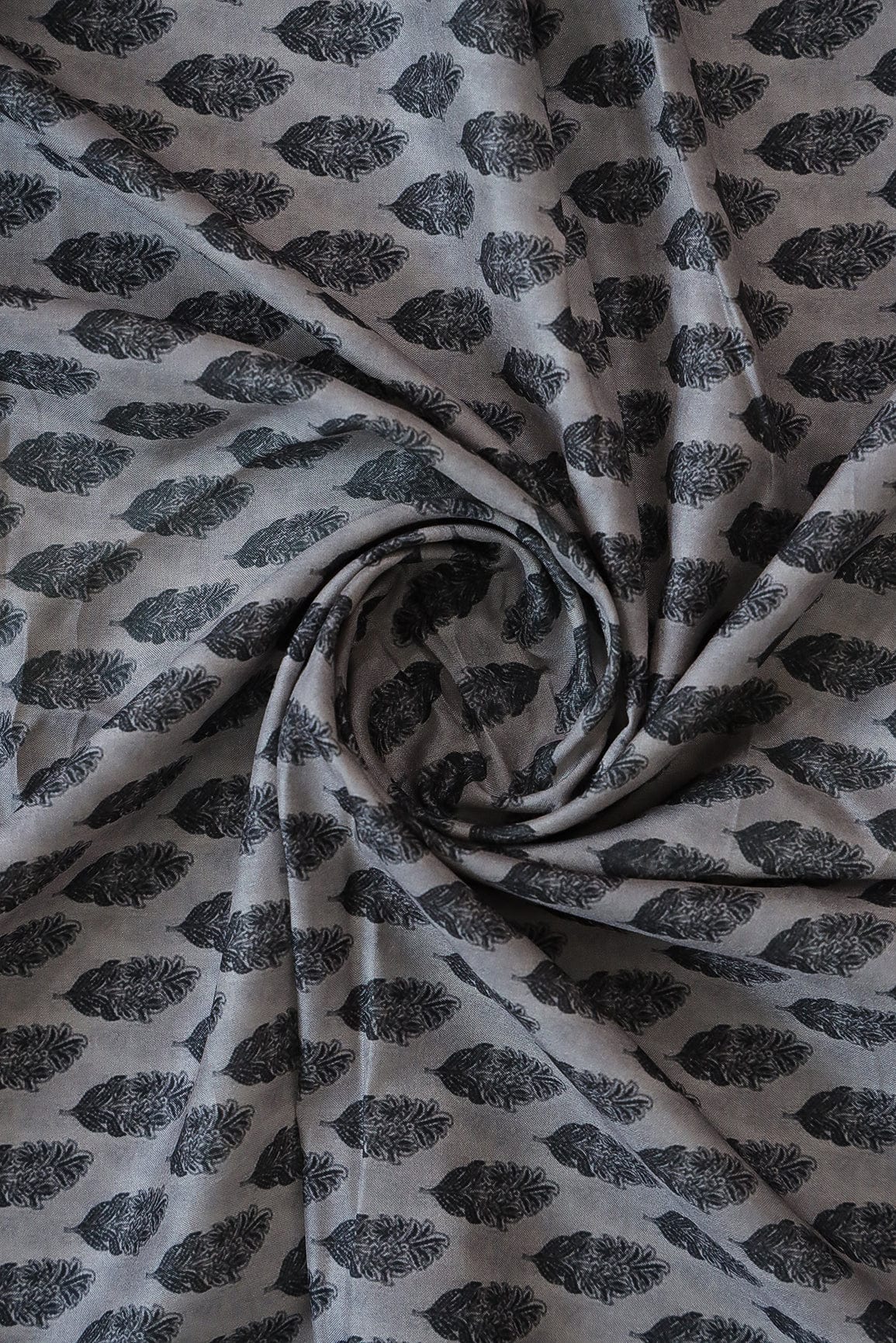 AIzaSyBcstauz-XMPRhEY21AUzeo032pxrXB5Ug - Floral Motif Digital Print Design on Grey Tussar Silk Fabric
