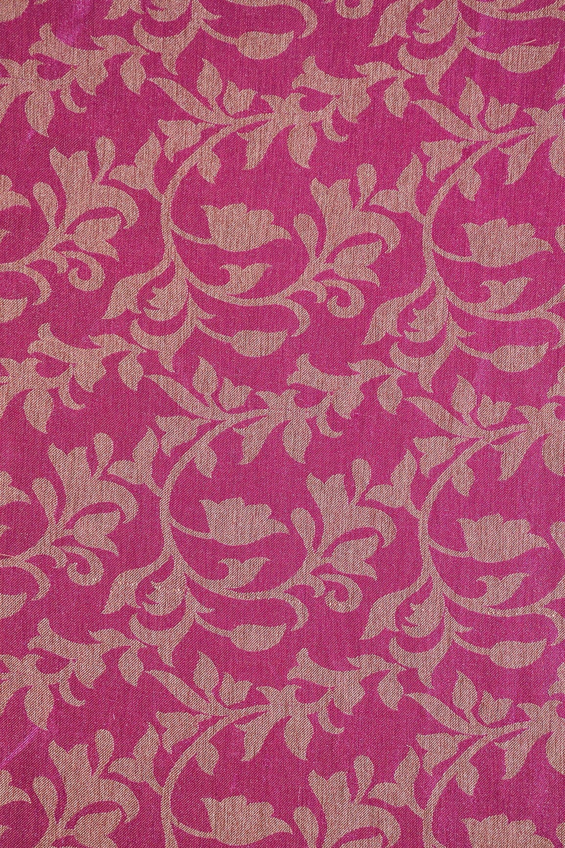 AIzaSyBcstauz-XMPRhEY21AUzeo032pxrXB5Ug - Fuchsia Leafy Silk Satin Jute Banarasi Jacquard Fabric