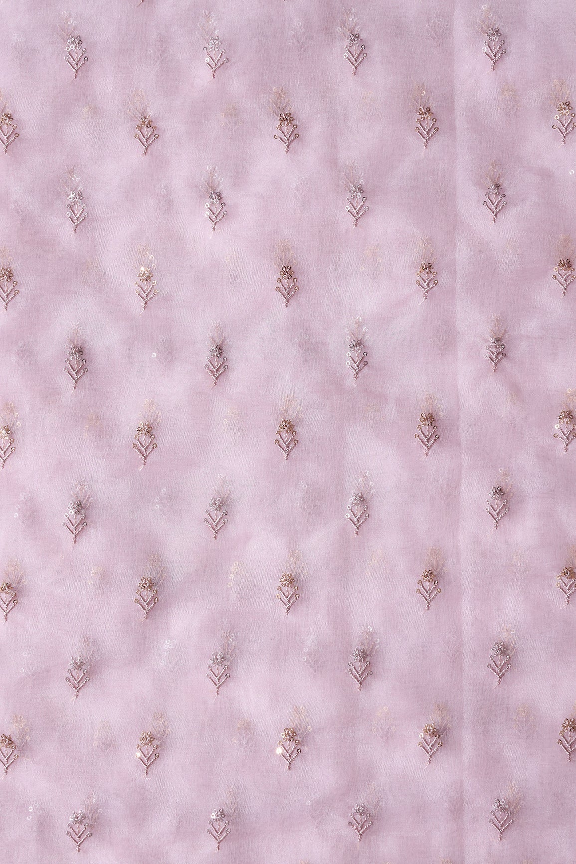 AIzaSyBcstauz-XMPRhEY21AUzeo032pxrXB5Ug - Gold And Silver Sequins Beautiful Small Floral Motif Embroidery Work On Pastel Pink Organza Fabric