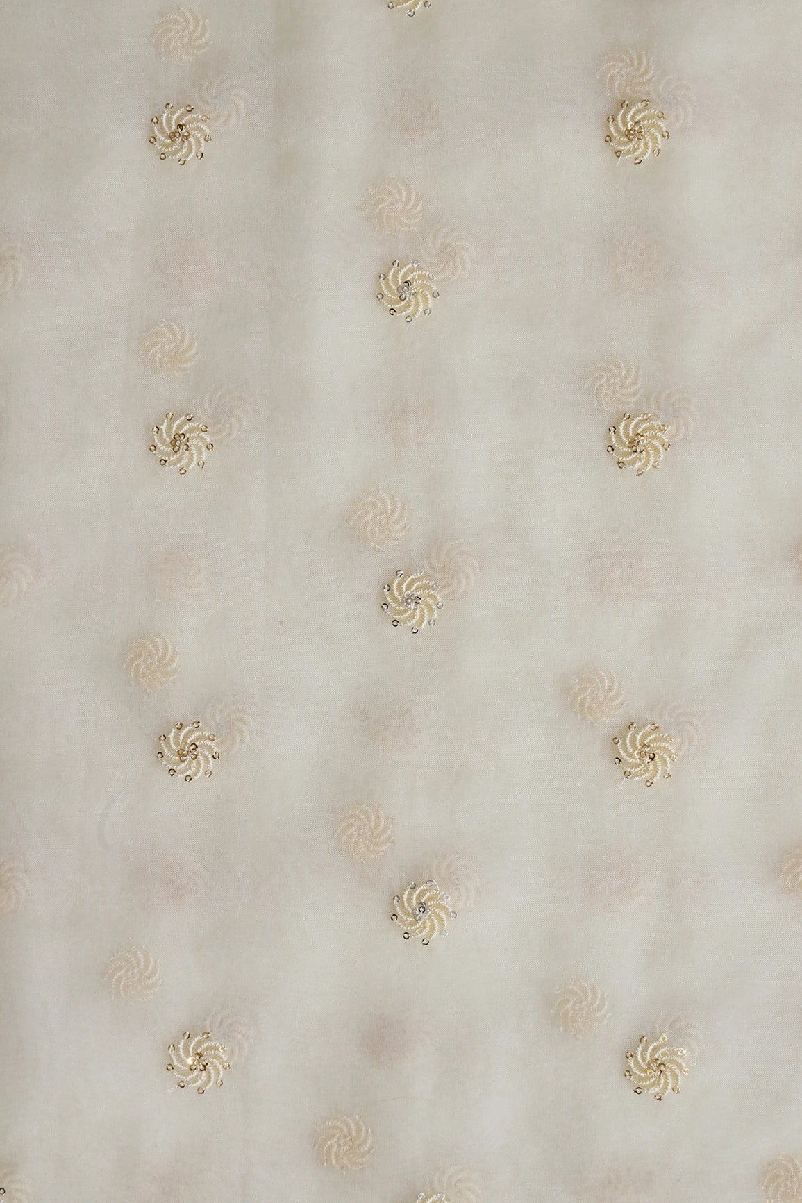 AIzaSyBcstauz-XMPRhEY21AUzeo032pxrXB5Ug - Gold And Silver Sequins Beautiful Small Motif Embroidery Work On Cream Organza Fabric