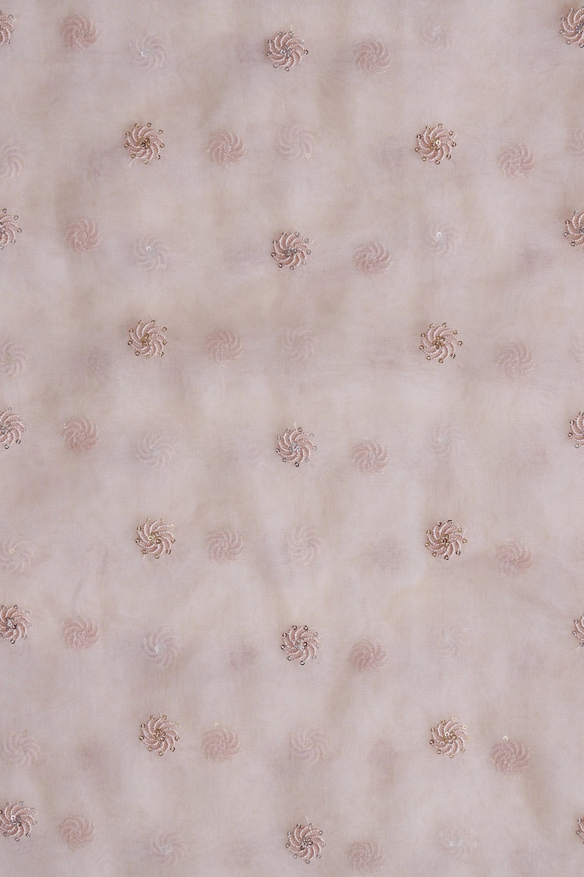 AIzaSyBcstauz-XMPRhEY21AUzeo032pxrXB5Ug - Gold And Silver Sequins Beautiful Small Motif Embroidery Work On Pastel Peach Organza Fabric