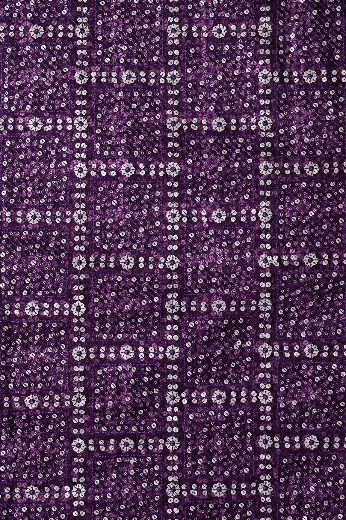 AIzaSyBcstauz-XMPRhEY21AUzeo032pxrXB5Ug - Gold And Silver Sequins Checks Embroidery On Wine Soft Net Fabric