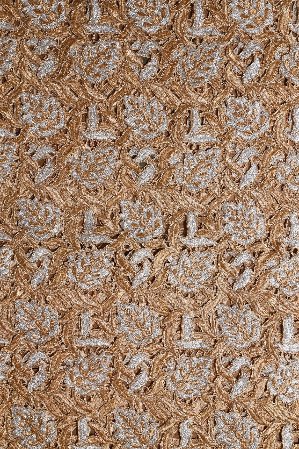 AIzaSyBcstauz-XMPRhEY21AUzeo032pxrXB5Ug - Gold And Silver Zari Floral Embroidery Cut Work Fabric