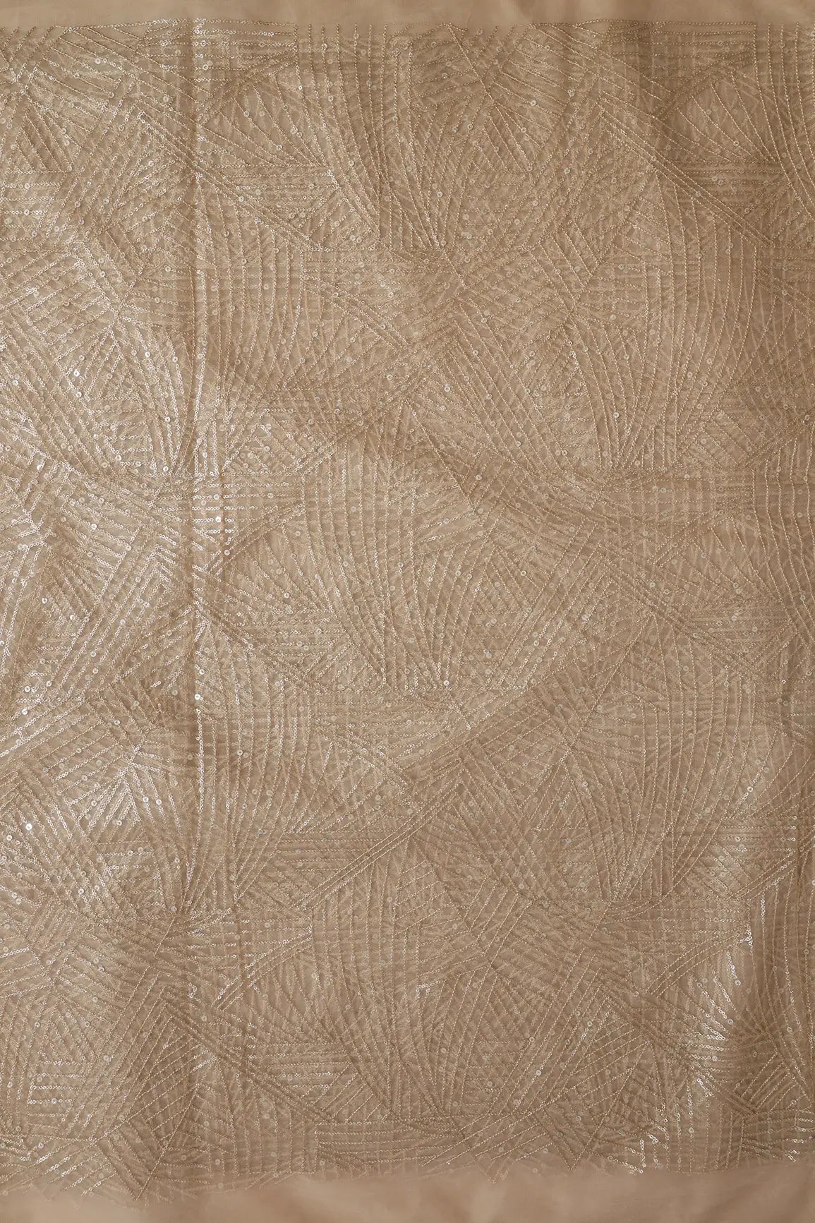 AIzaSyBcstauz-XMPRhEY21AUzeo032pxrXB5Ug - Gold Glitter Small Sequins Geometric Embroidery On Beige Soft Net Fabric