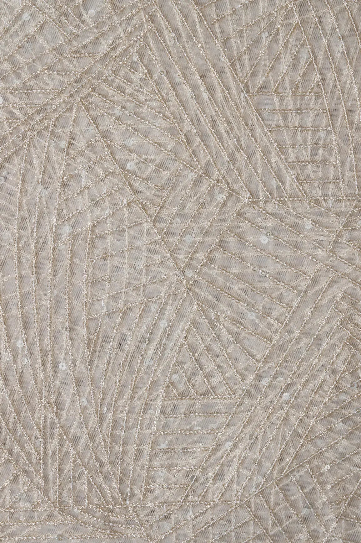 AIzaSyBcstauz-XMPRhEY21AUzeo032pxrXB5Ug - Gold Glitter Small Sequins Geometric Embroidery On Dyeable White Soft Net Fabric