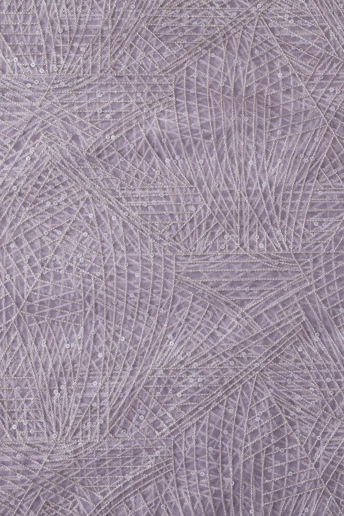AIzaSyBcstauz-XMPRhEY21AUzeo032pxrXB5Ug - Gold Glitter Small Sequins Geometric Embroidery On Lavender Soft Net Fabric