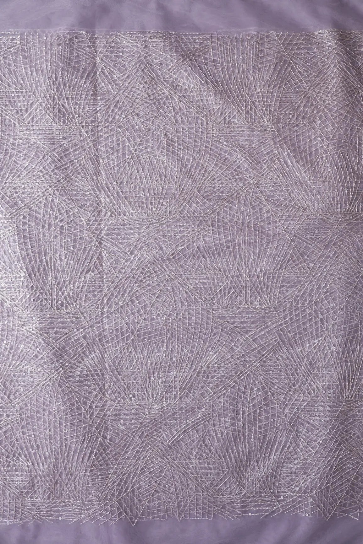 AIzaSyBcstauz-XMPRhEY21AUzeo032pxrXB5Ug - Gold Glitter Small Sequins Geometric Embroidery On Lavender Soft Net Fabric