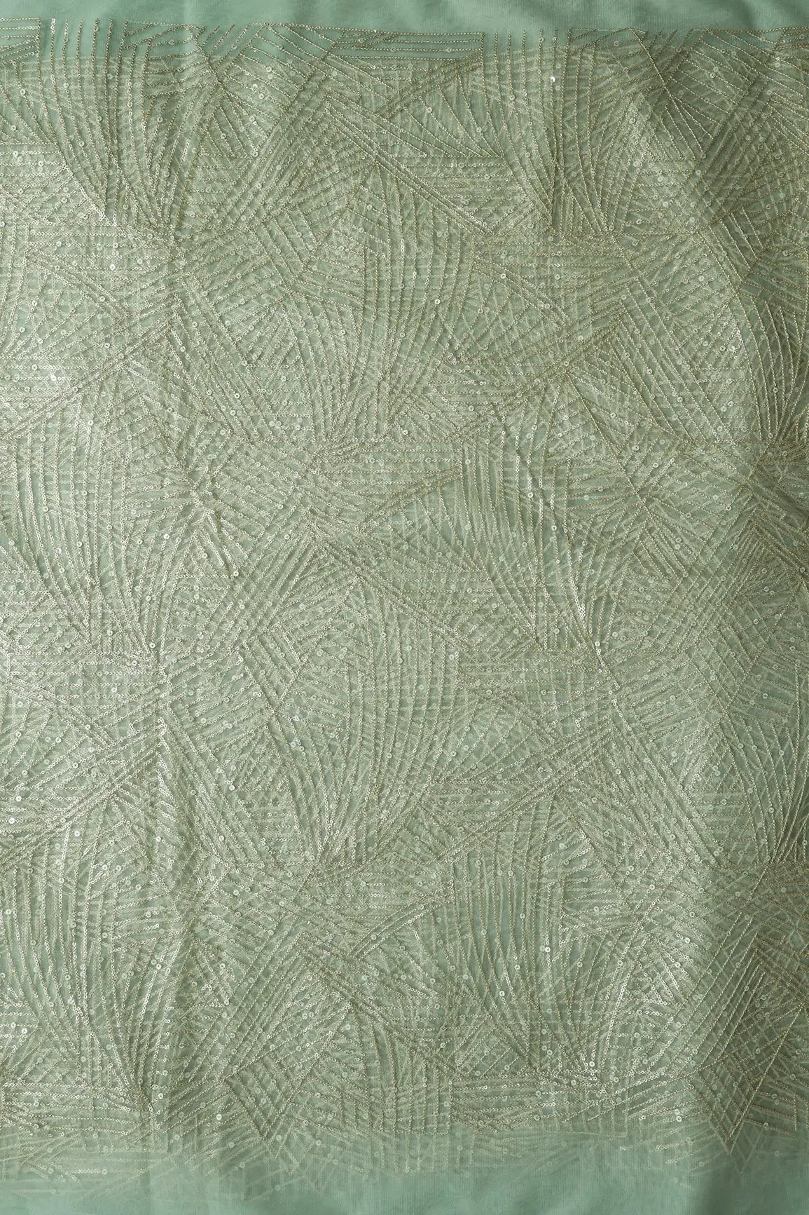 AIzaSyBcstauz-XMPRhEY21AUzeo032pxrXB5Ug - Gold Glitter Small Sequins Geometric Embroidery On Olive Soft Net Fabric