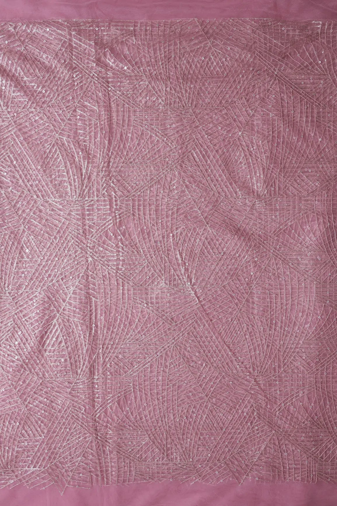 AIzaSyBcstauz-XMPRhEY21AUzeo032pxrXB5Ug - Gold Glitter Small Sequins Geometric Embroidery On Pink Soft Net Fabric