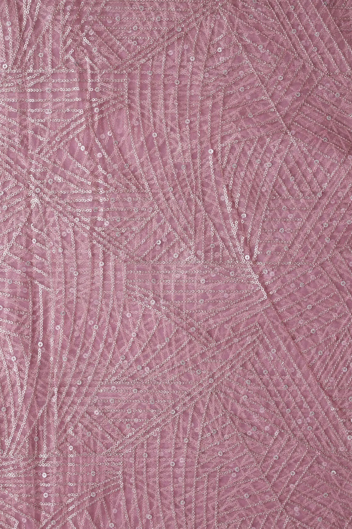 AIzaSyBcstauz-XMPRhEY21AUzeo032pxrXB5Ug - Gold Glitter Small Sequins Geometric Embroidery On Pink Soft Net Fabric