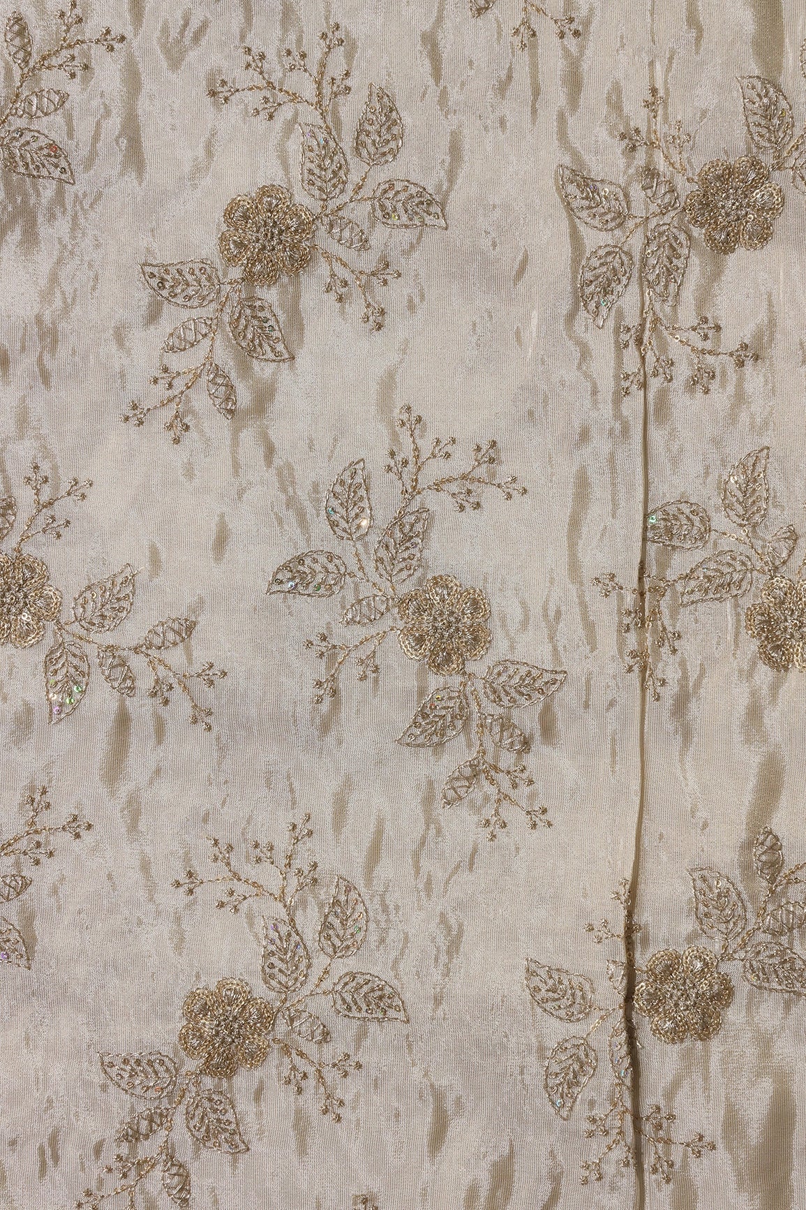 AIzaSyBcstauz-XMPRhEY21AUzeo032pxrXB5Ug - Gold Sequins And Zari Floral Embroidery Work On Dyeable Pure Viscose Zari Tissue Fabric