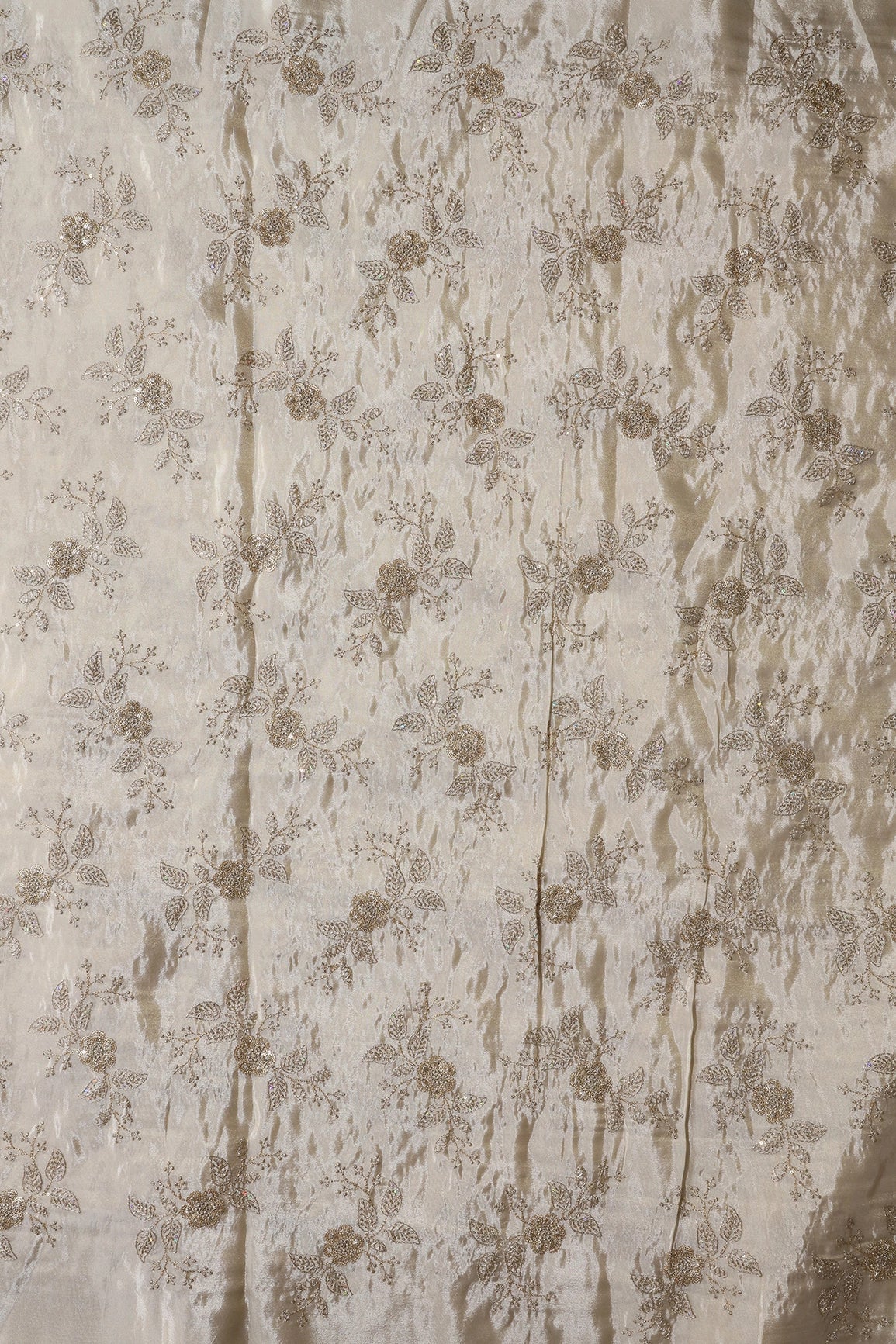 AIzaSyBcstauz-XMPRhEY21AUzeo032pxrXB5Ug - Gold Sequins And Zari Floral Embroidery Work On Dyeable Pure Viscose Zari Tissue Fabric