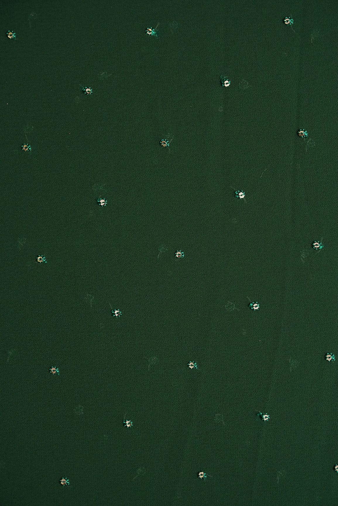 AIzaSyBcstauz-XMPRhEY21AUzeo032pxrXB5Ug - Gold Sequins Small Motif Embroidery Work On Bottle Green Georgette Fabric
