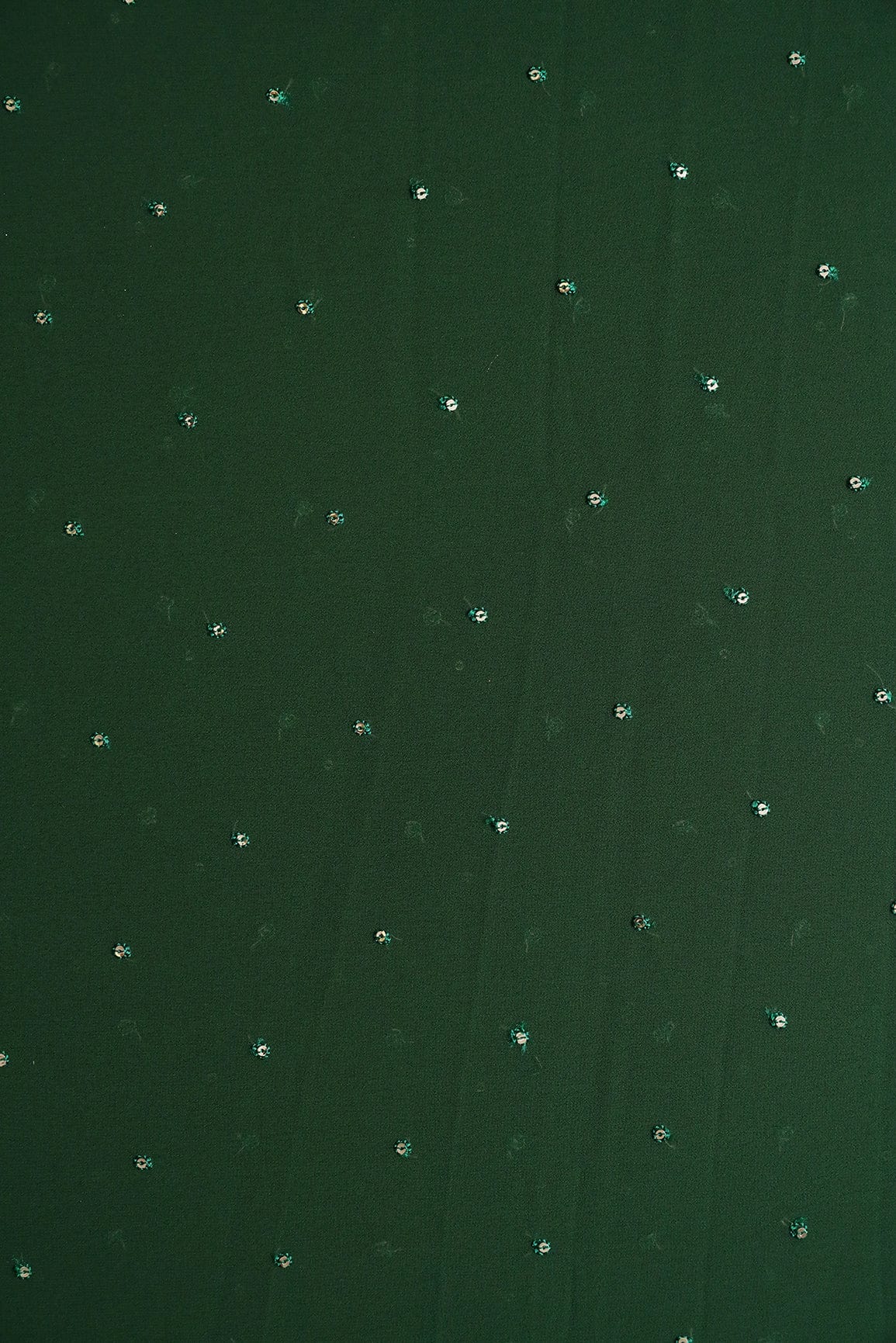 AIzaSyBcstauz-XMPRhEY21AUzeo032pxrXB5Ug - Gold Sequins Small Motif Embroidery Work On Bottle Green Georgette Fabric