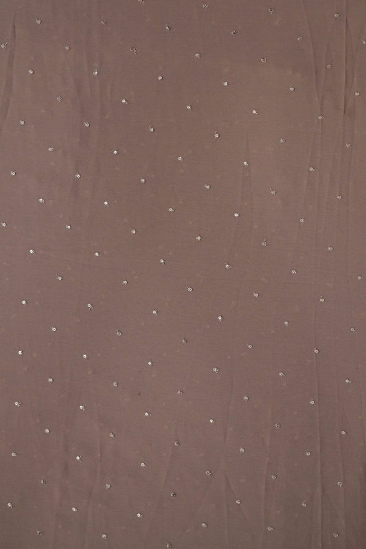 AIzaSyBcstauz-XMPRhEY21AUzeo032pxrXB5Ug - Gold Sequins Small Motif Embroidery Work On Brown Georgette Fabric