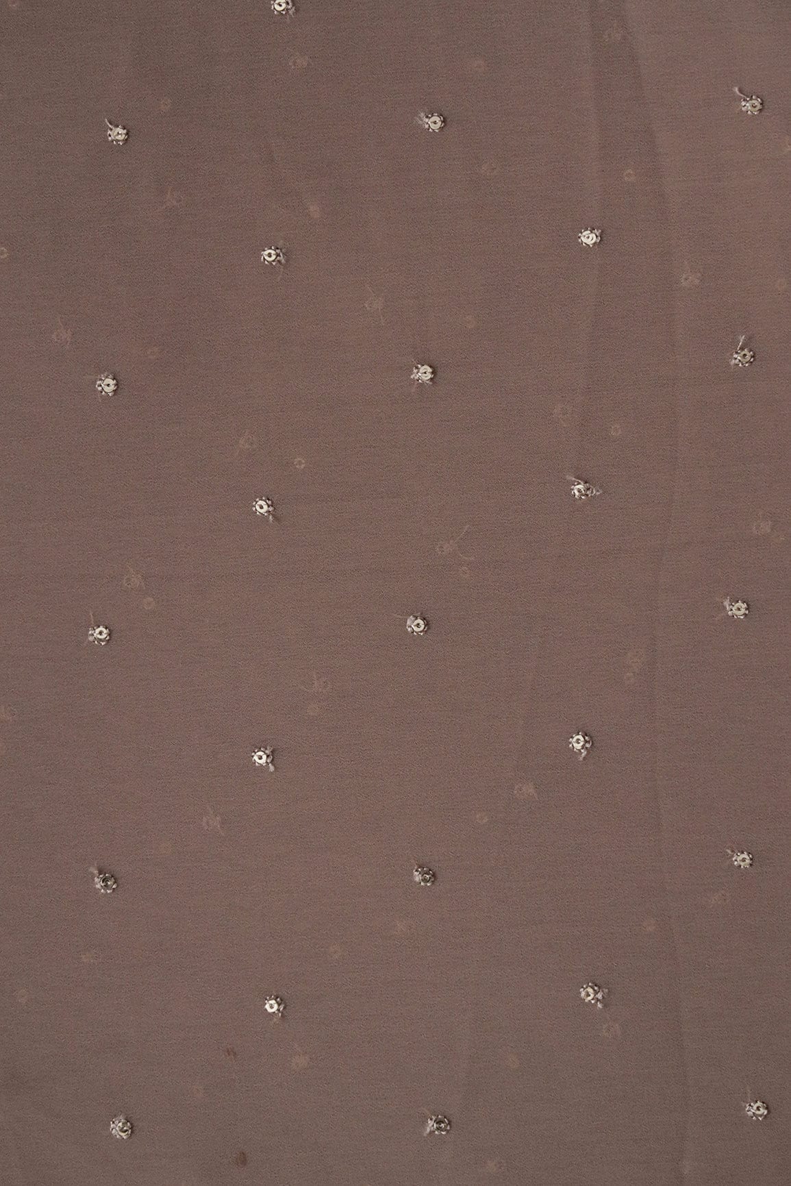 AIzaSyBcstauz-XMPRhEY21AUzeo032pxrXB5Ug - Gold Sequins Small Motif Embroidery Work On Brown Georgette Fabric