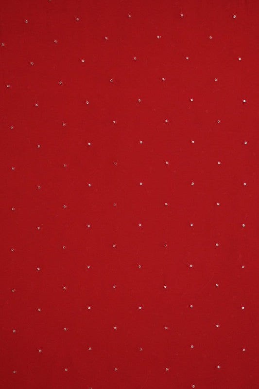 AIzaSyBcstauz-XMPRhEY21AUzeo032pxrXB5Ug - Gold Sequins Small Motif Embroidery Work On Red Georgette Fabric