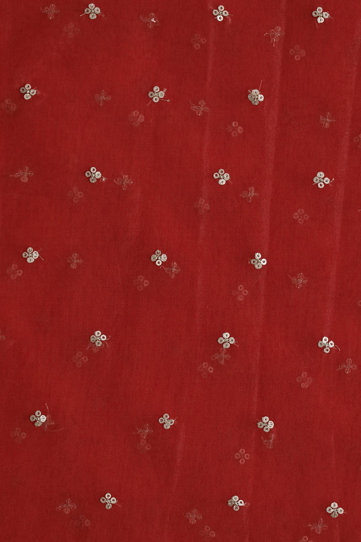 AIzaSyBcstauz-XMPRhEY21AUzeo032pxrXB5Ug - Gold Sequins Small Motif Embroidery Work On Red Organza Fabric