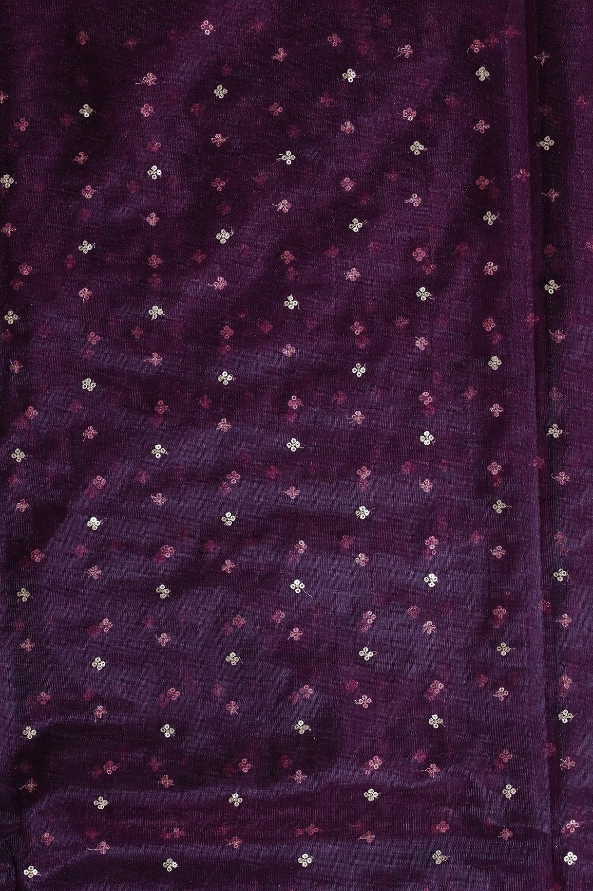 AIzaSyBcstauz-XMPRhEY21AUzeo032pxrXB5Ug - Gold Sequins Small Motif Embroidery Work On Wine Soft Net Fabric