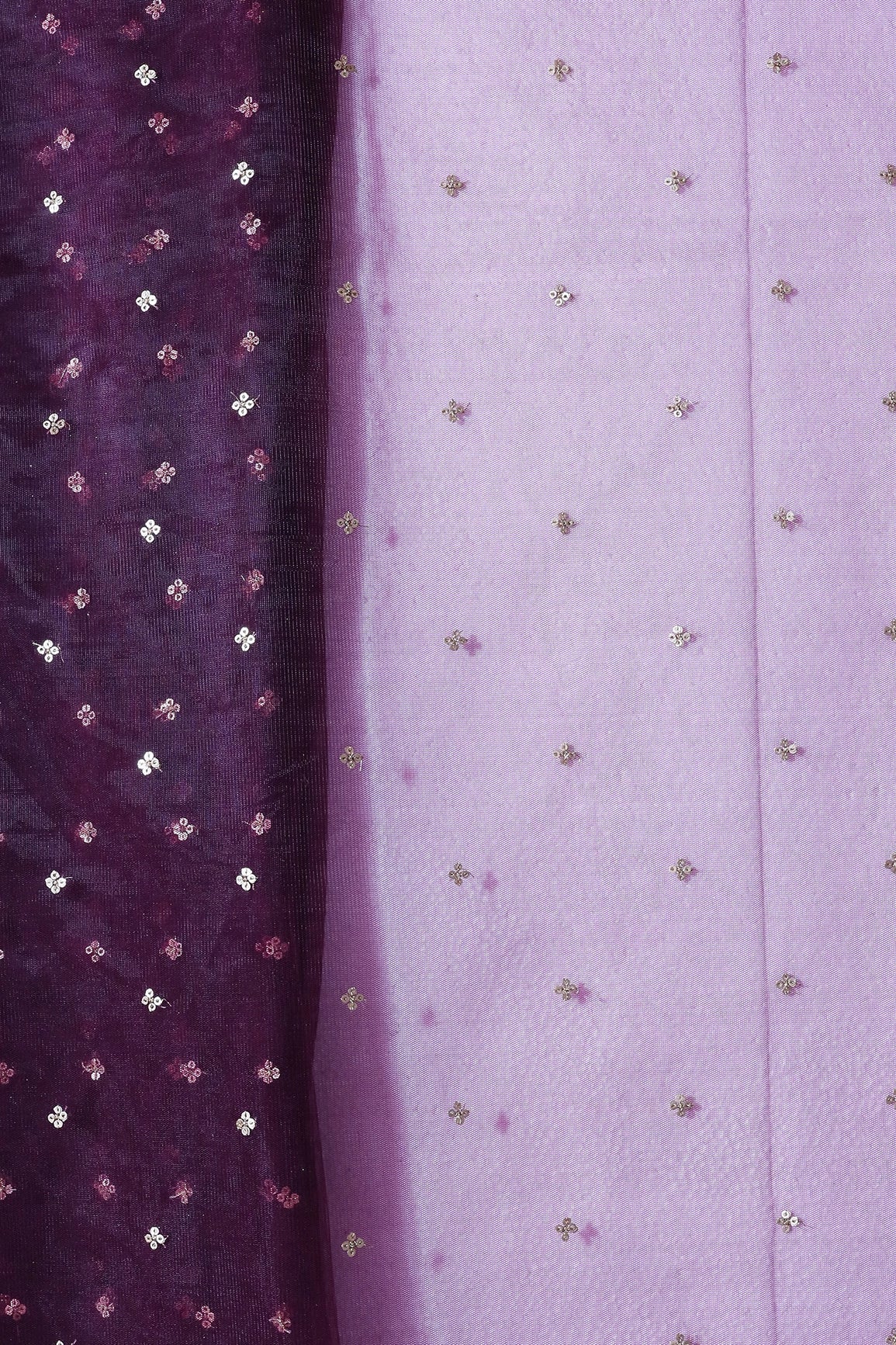 AIzaSyBcstauz-XMPRhEY21AUzeo032pxrXB5Ug - Gold Sequins Small Motif Embroidery Work On Wine Soft Net Fabric