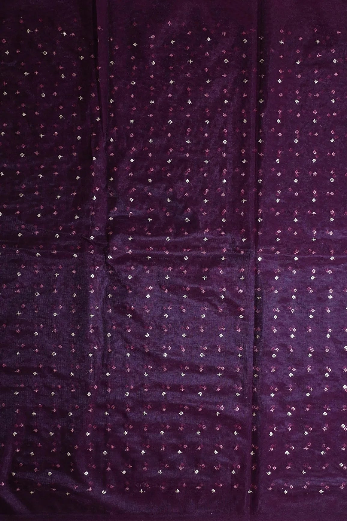 AIzaSyBcstauz-XMPRhEY21AUzeo032pxrXB5Ug - Gold Sequins Small Motif Embroidery Work On Wine Soft Net Fabric