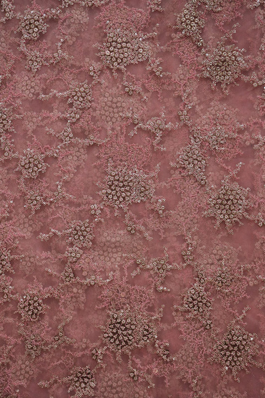 AIzaSyBcstauz-XMPRhEY21AUzeo032pxrXB5Ug - Gold Sequins with Baby Pink Thread Work Embroidery On Baby Pink Soft Net Fabric