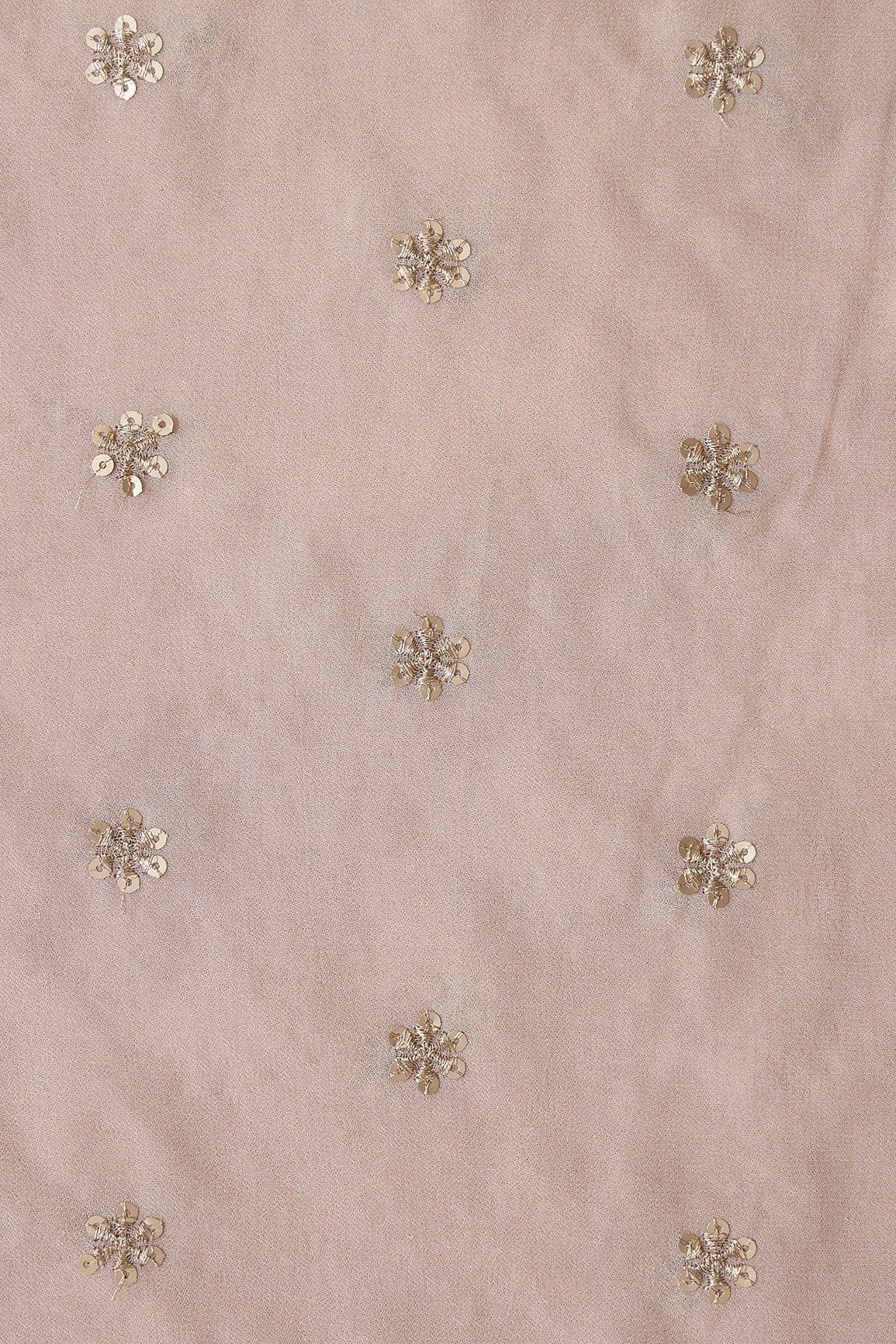 AIzaSyBcstauz-XMPRhEY21AUzeo032pxrXB5Ug - Gold Sequins With Gold Zari Beautiful Small Motif Embroidery On Beige Viscose Georgette Fabric