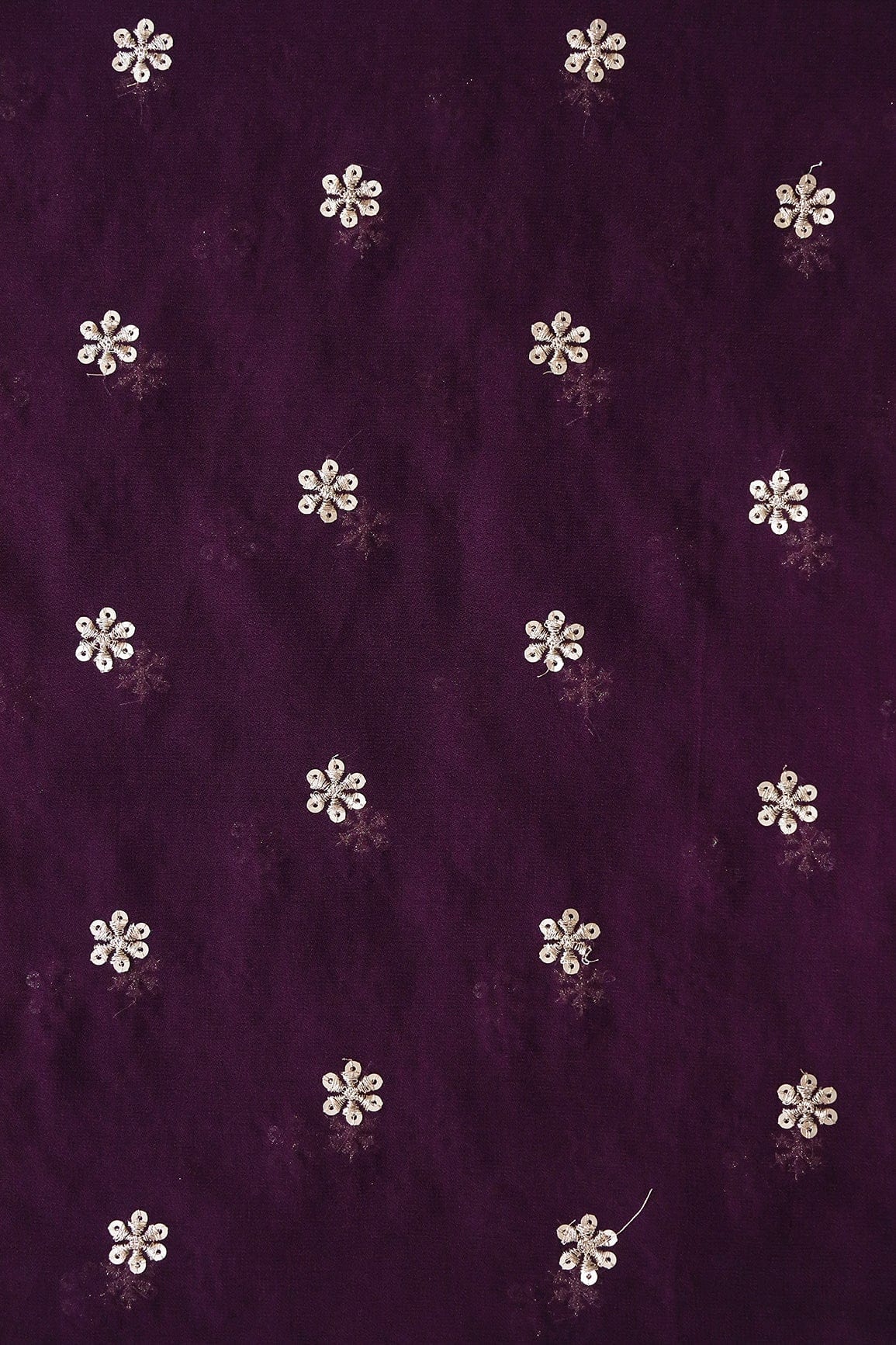 AIzaSyBcstauz-XMPRhEY21AUzeo032pxrXB5Ug - Gold Sequins With Gold Zari Beautiful Small Motif Embroidery On Wine Viscose Georgette Fabric