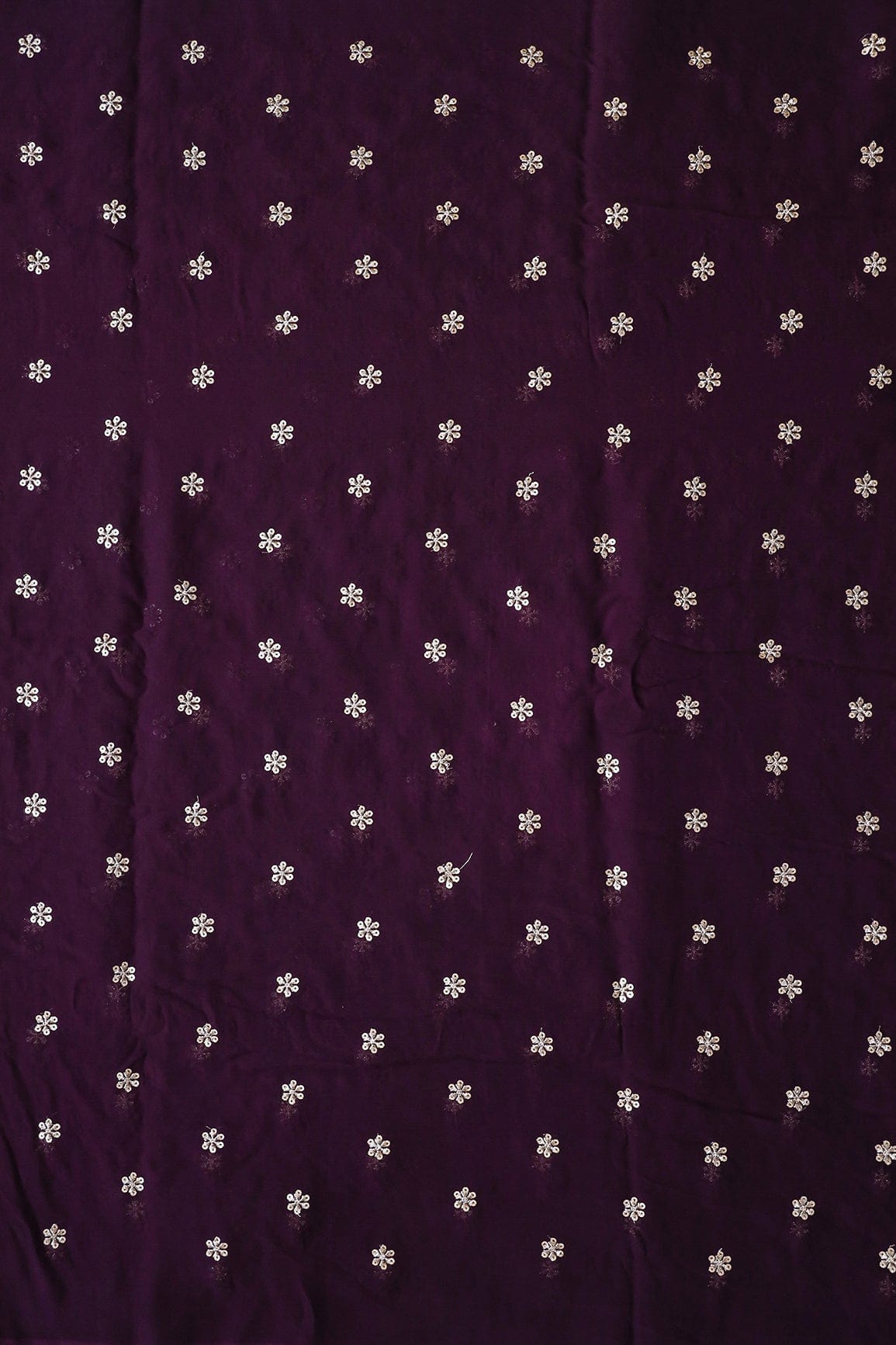 AIzaSyBcstauz-XMPRhEY21AUzeo032pxrXB5Ug - Gold Sequins With Gold Zari Beautiful Small Motif Embroidery On Wine Viscose Georgette Fabric