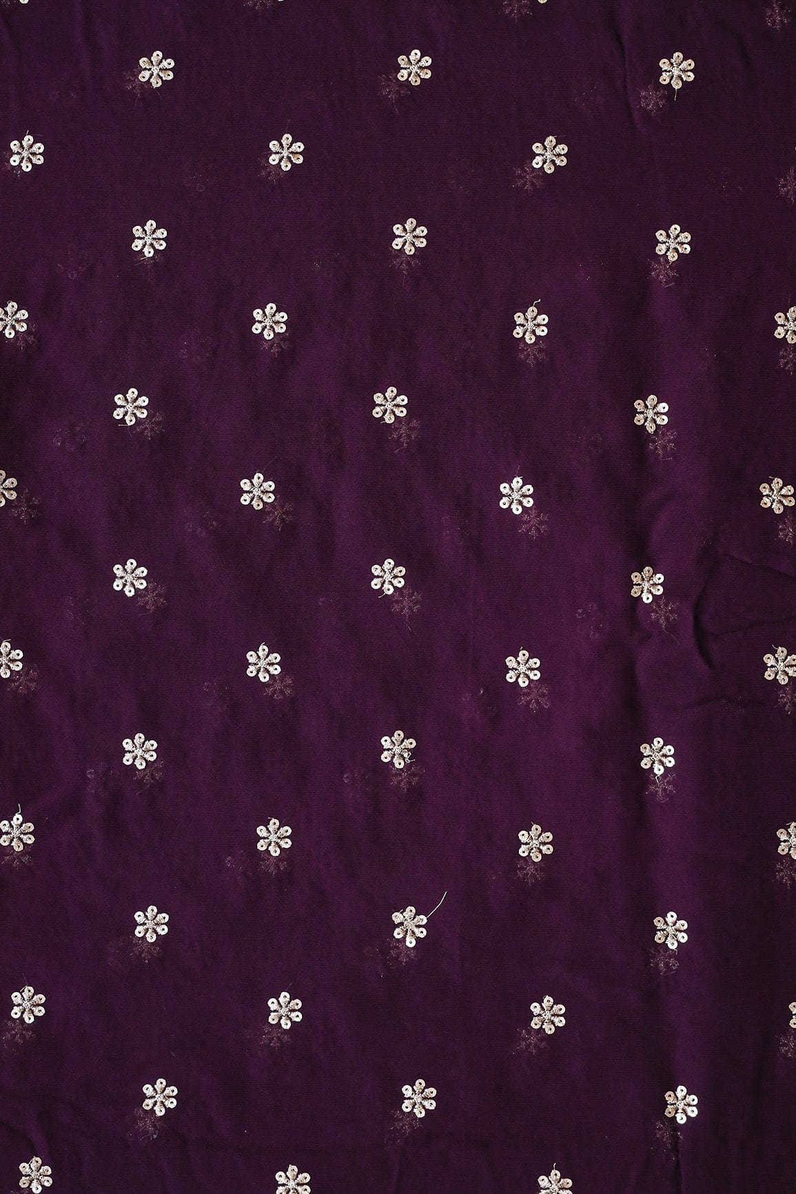 AIzaSyBcstauz-XMPRhEY21AUzeo032pxrXB5Ug - Gold Sequins With Gold Zari Beautiful Small Motif Embroidery On Wine Viscose Georgette Fabric