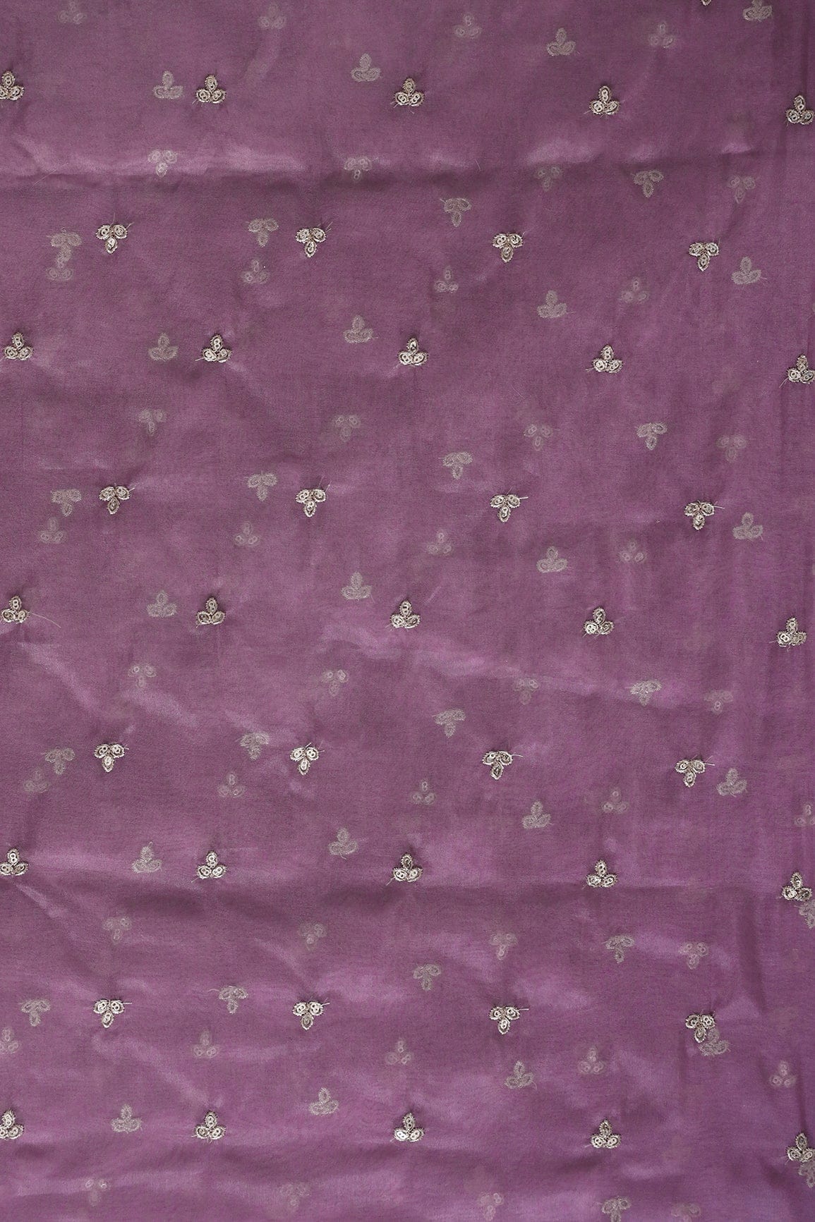 AIzaSyBcstauz-XMPRhEY21AUzeo032pxrXB5Ug - Gold Sequins With Gold Zari Small Leafy Motif Embroidery Work On Mauve Organza Fabric