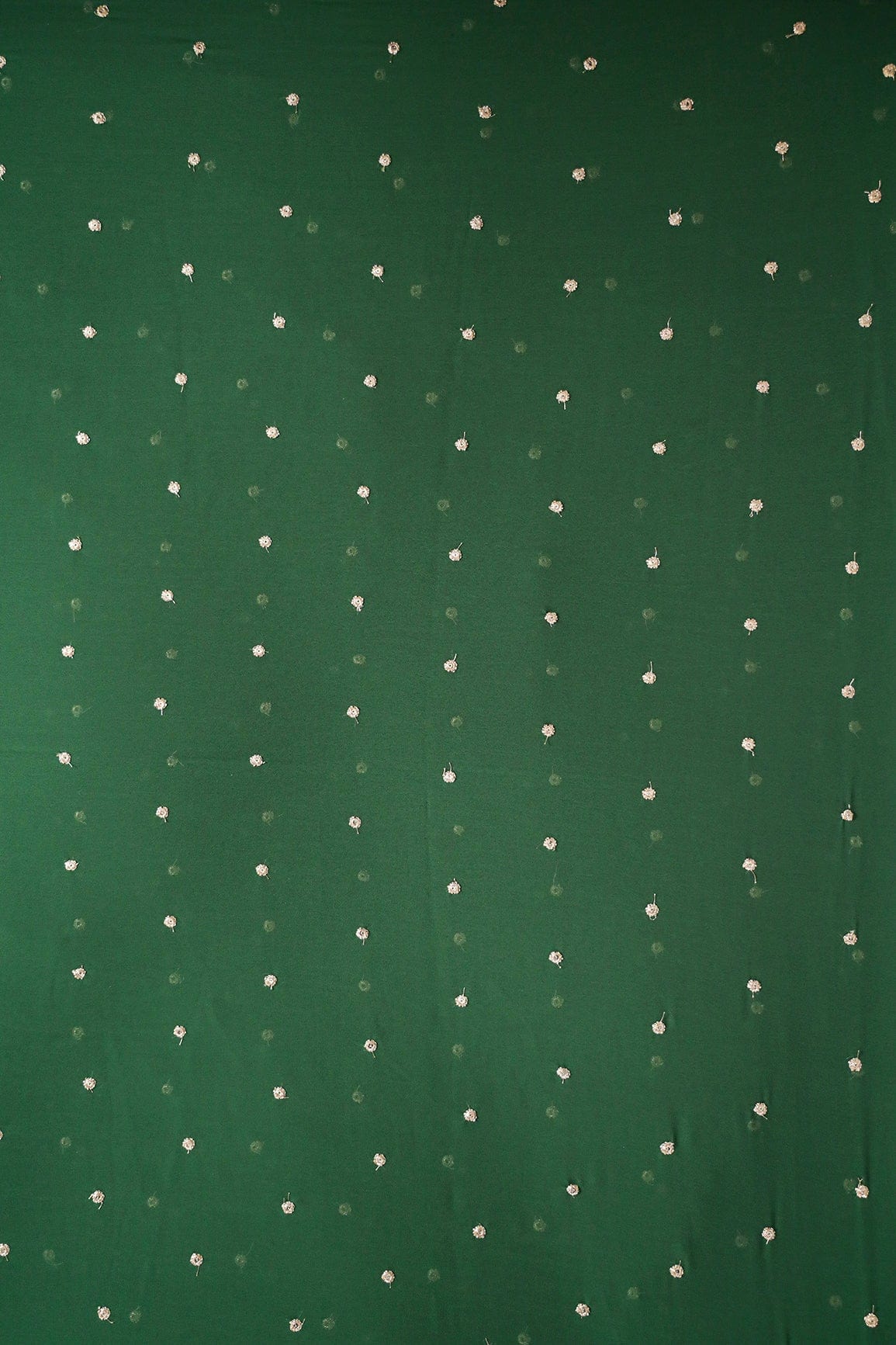 AIzaSyBcstauz-XMPRhEY21AUzeo032pxrXB5Ug - Gold Sequins With Gold Zari Small Motif Embroidery Work On Bottle Green Georgette Fabric