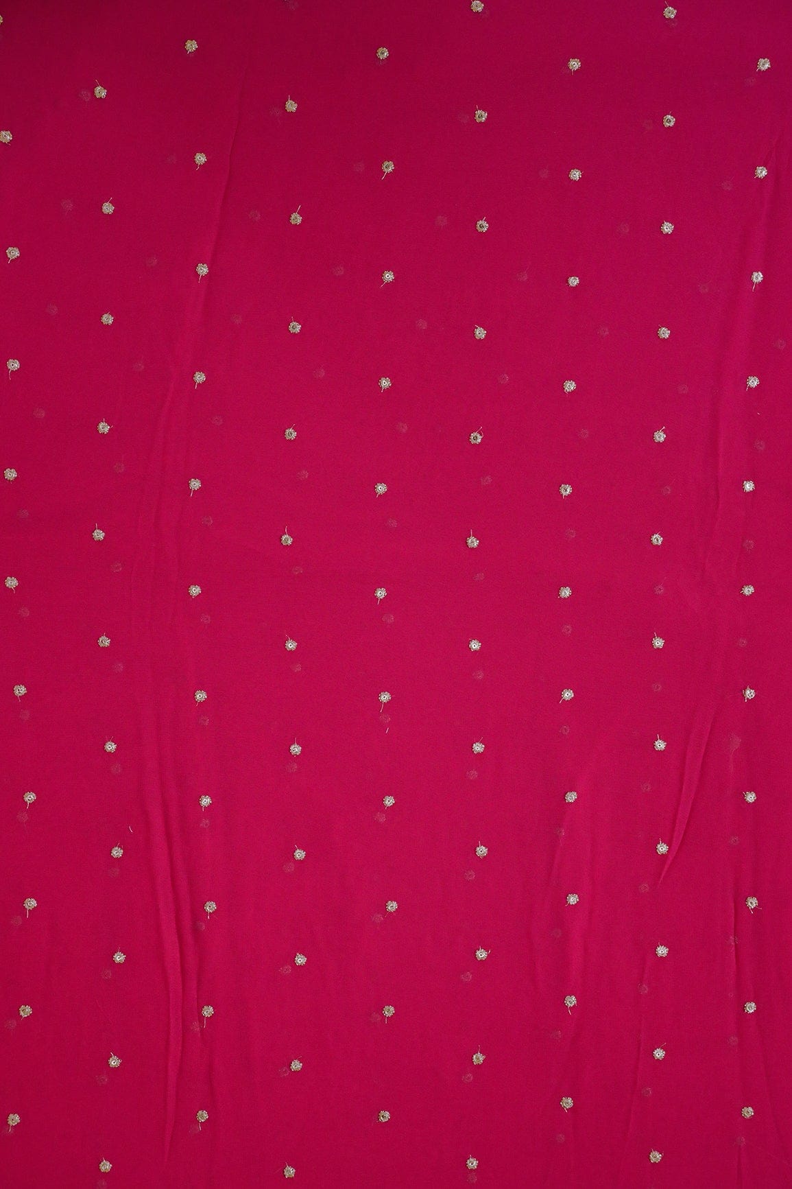 AIzaSyBcstauz-XMPRhEY21AUzeo032pxrXB5Ug - Gold Sequins With Gold Zari Small Motif Embroidery Work On Fuchsia Georgette Fabric
