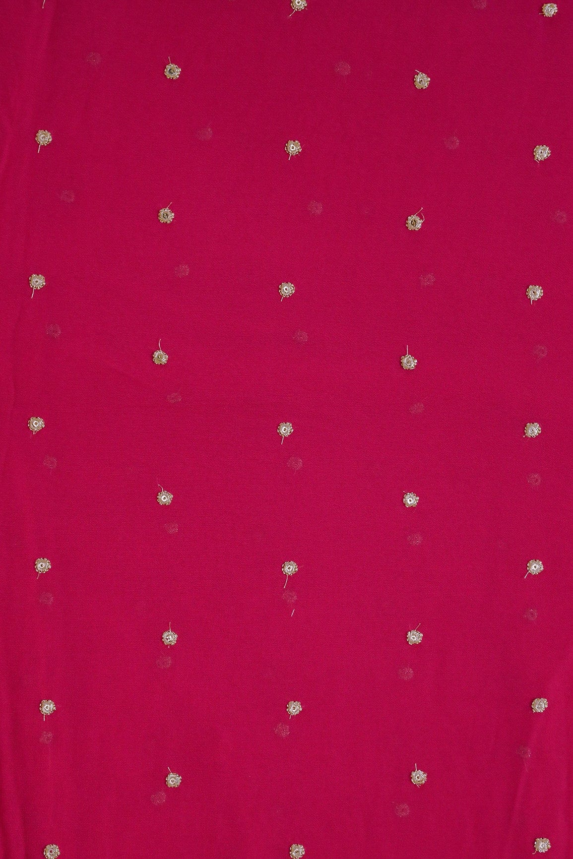 AIzaSyBcstauz-XMPRhEY21AUzeo032pxrXB5Ug - Gold Sequins With Gold Zari Small Motif Embroidery Work On Fuchsia Georgette Fabric